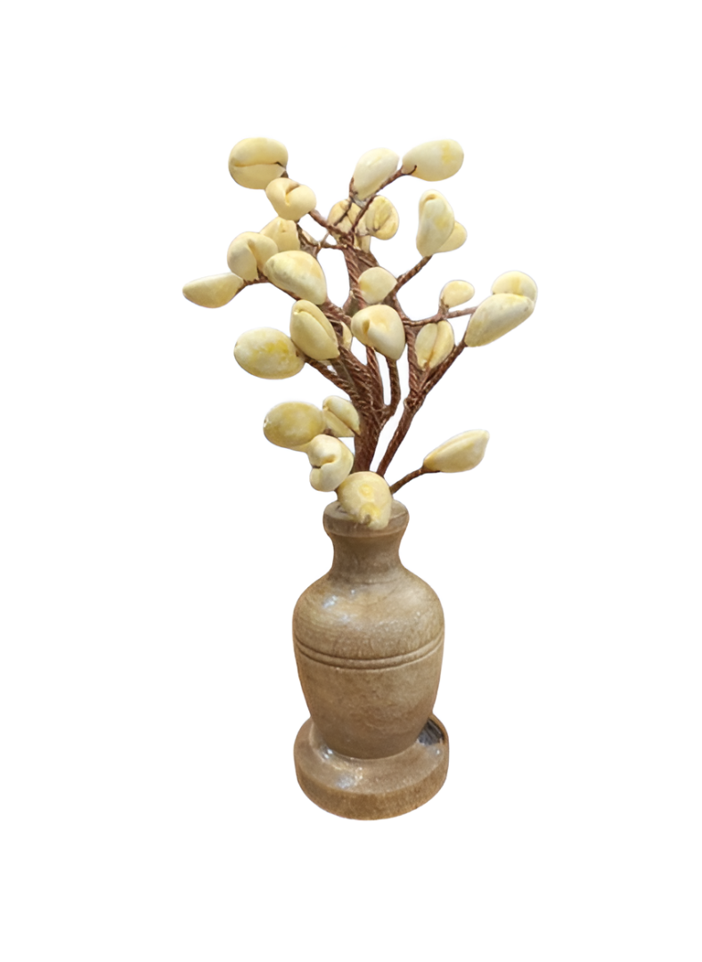 PRG Modern Yellow Shells Tree with Wooden Base for Home Decor
