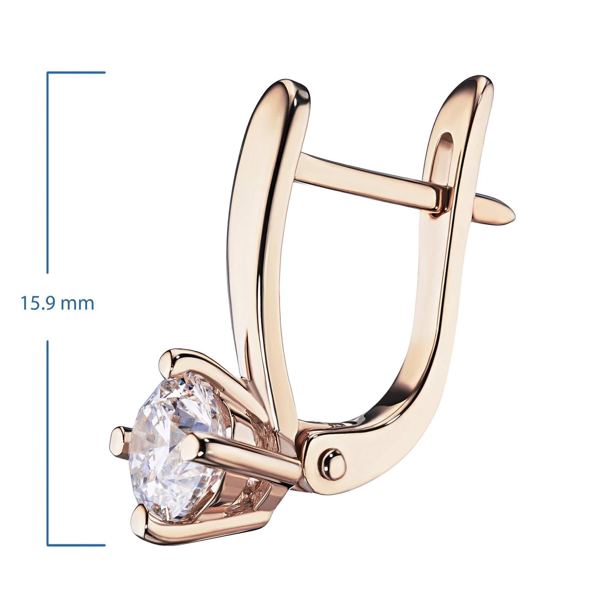 14K Rose Gold Earrings with 2 Round-Cut Lab-Created Diamonds 1.02