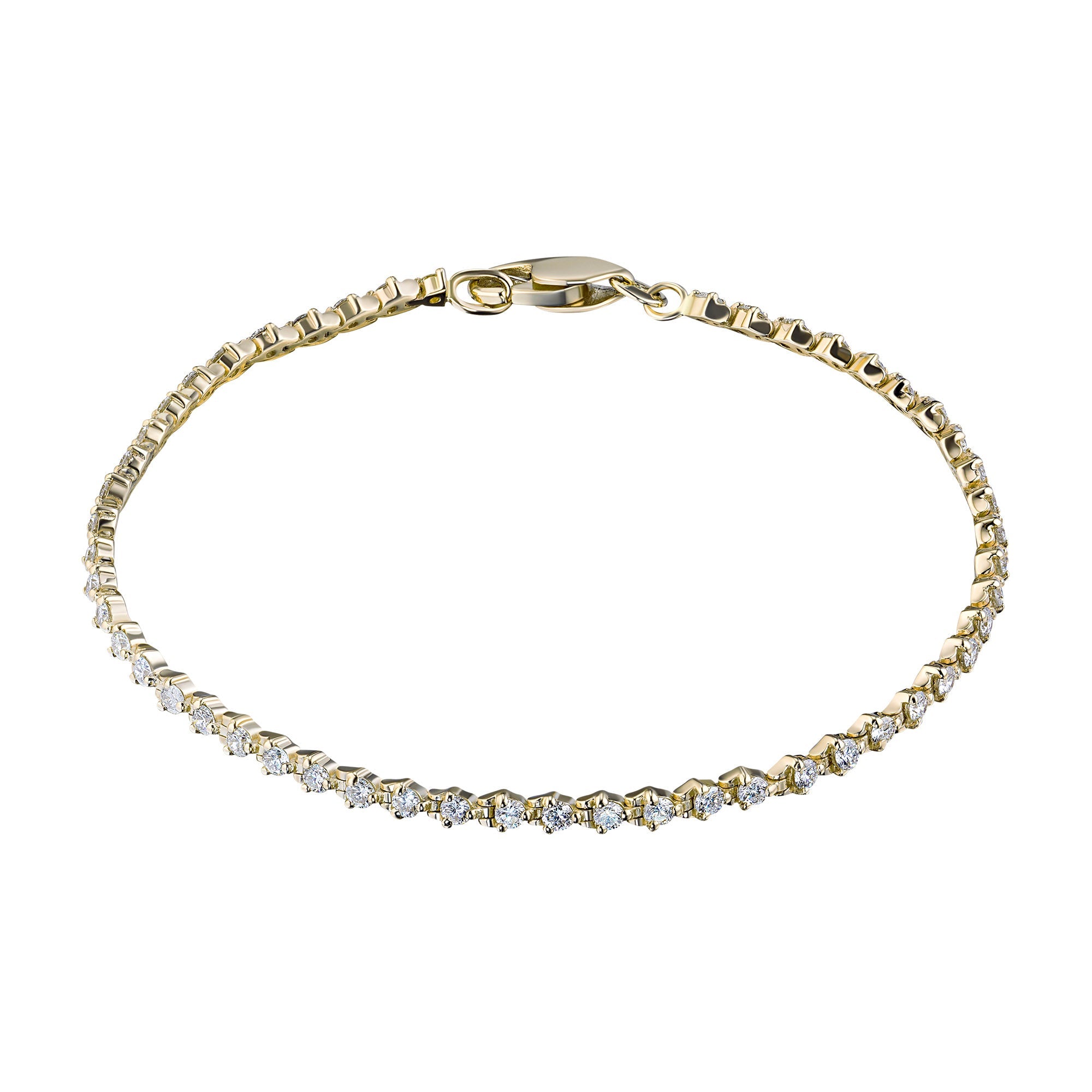 14K Yellow Gold Bracelet with 58 Round-Cut Lab-Created Diamonds 2.022