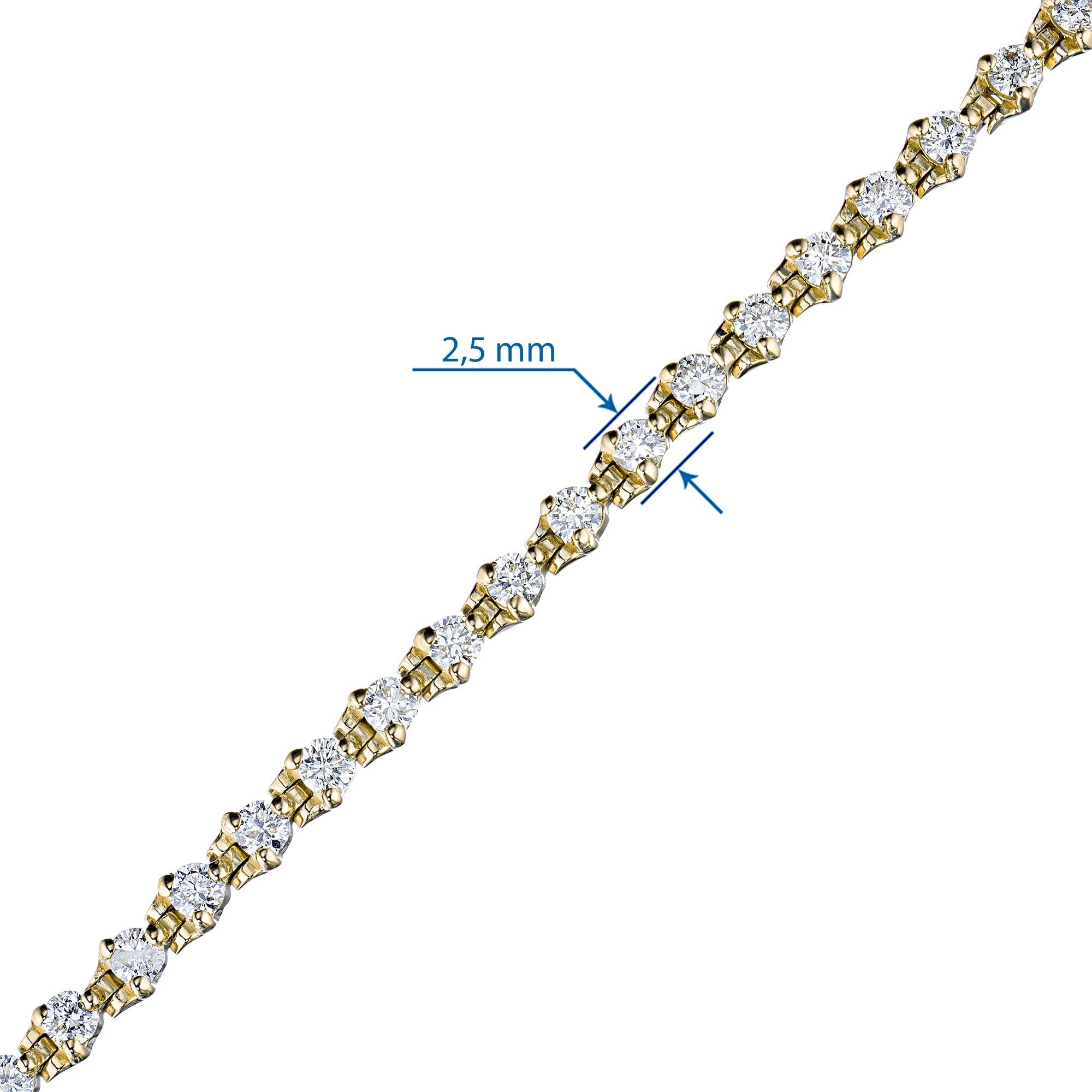 14K Yellow Gold Bracelet with 58 Round-Cut Lab-Created Diamonds 2.022