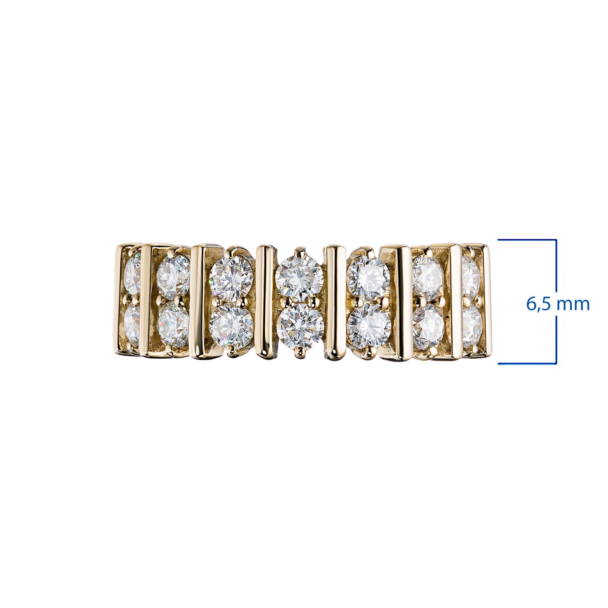 14K Yellow Gold Ring with 14 Round-Cut Lab-Created Diamonds 0.733