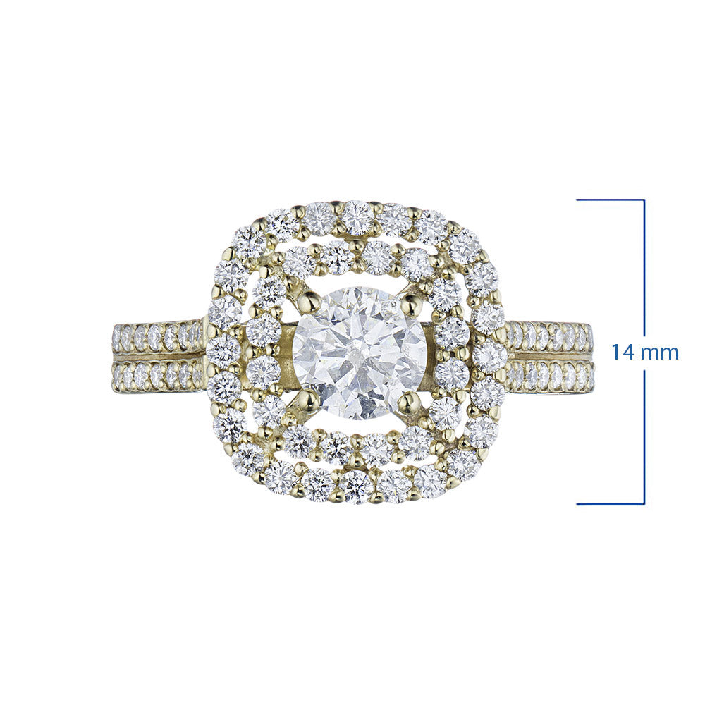 Yellow Gold Ring with 99 Round-Cut Lab-Created Diamonds 1.387 CT.TW
