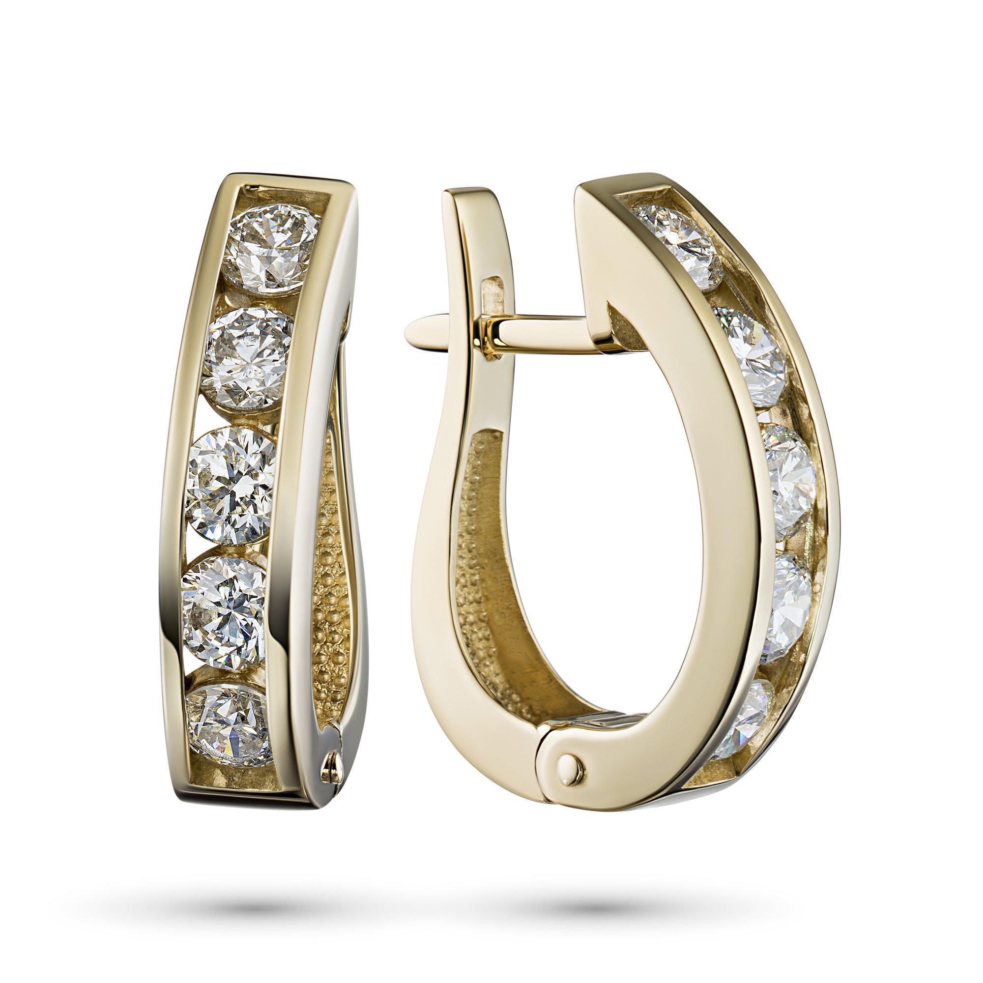 14K Yellow Gold Earrings with 10 Round-Cut Lab-Created Diamonds 2.173