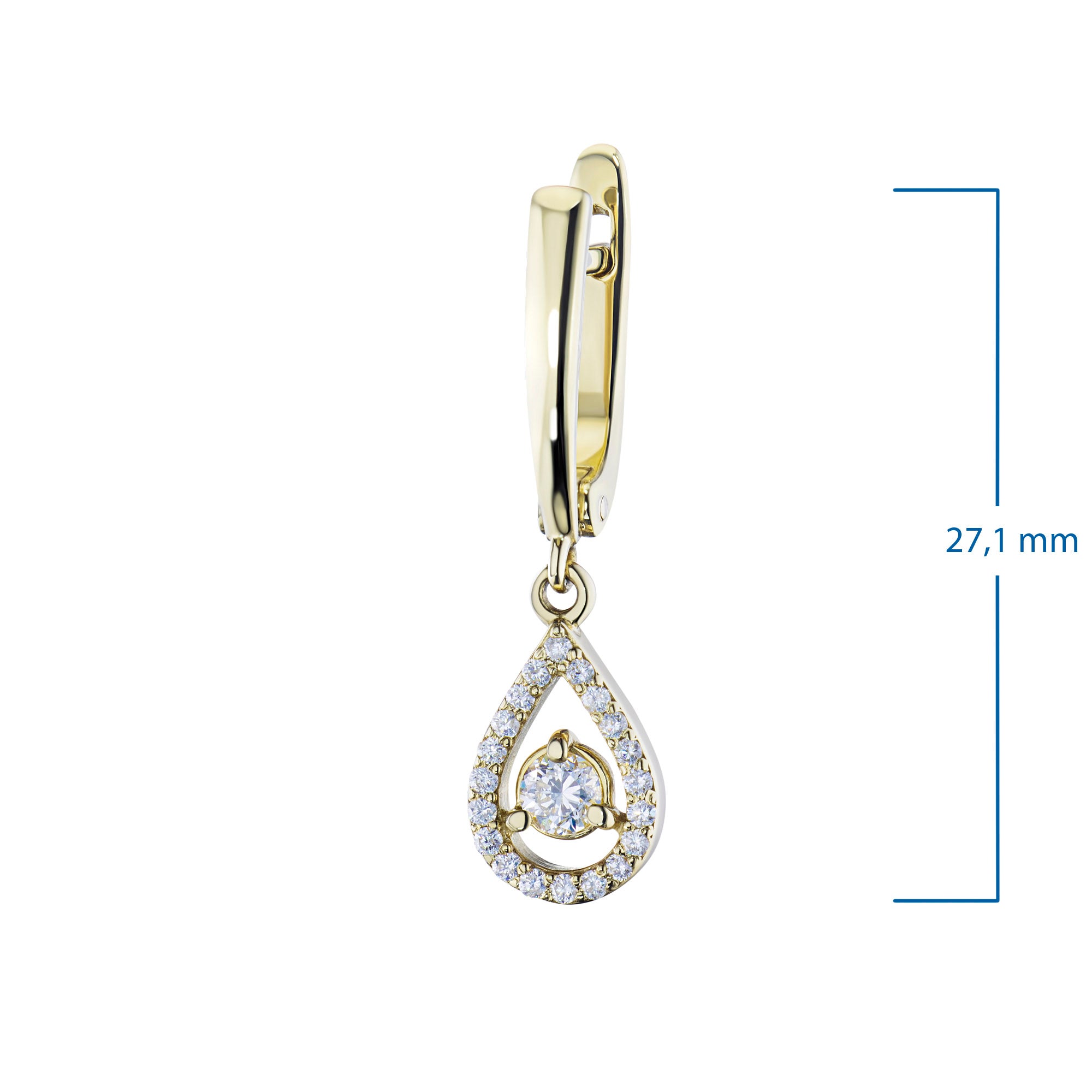 14K Yellow Gold Earrings with 42 Round-Cut Lab-Created Diamonds 1.159