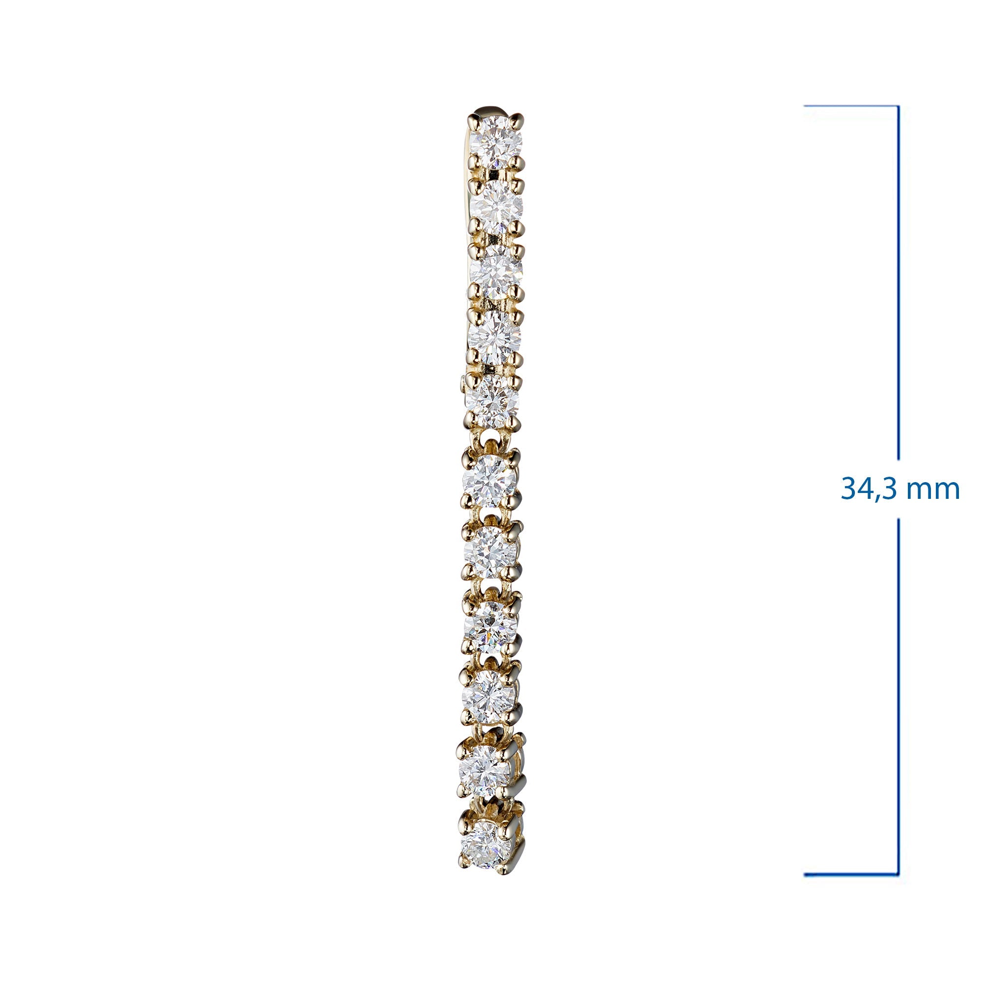 14K Yellow Gold Earrings with 22 Round-Cut Lab-Created Diamonds 1.152