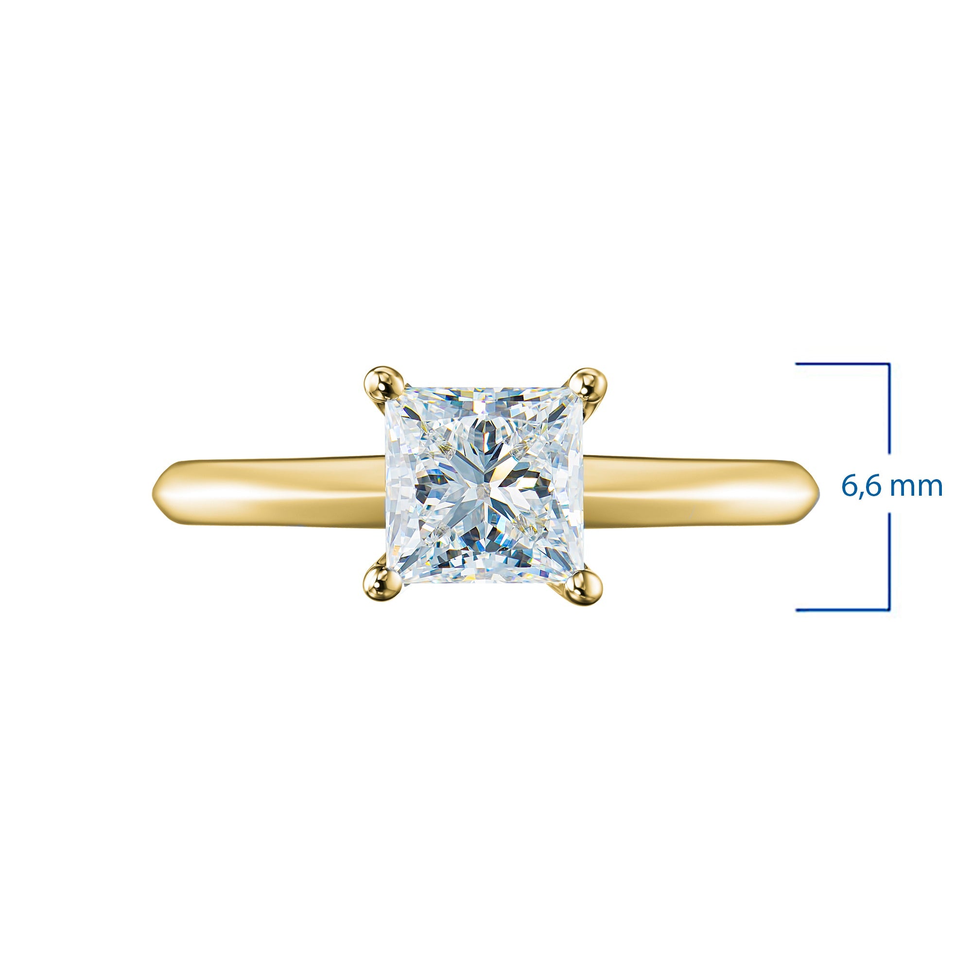 14K Yellow Gold Ring with 1 Princess-Cut Lab-Created Diamond 1.02