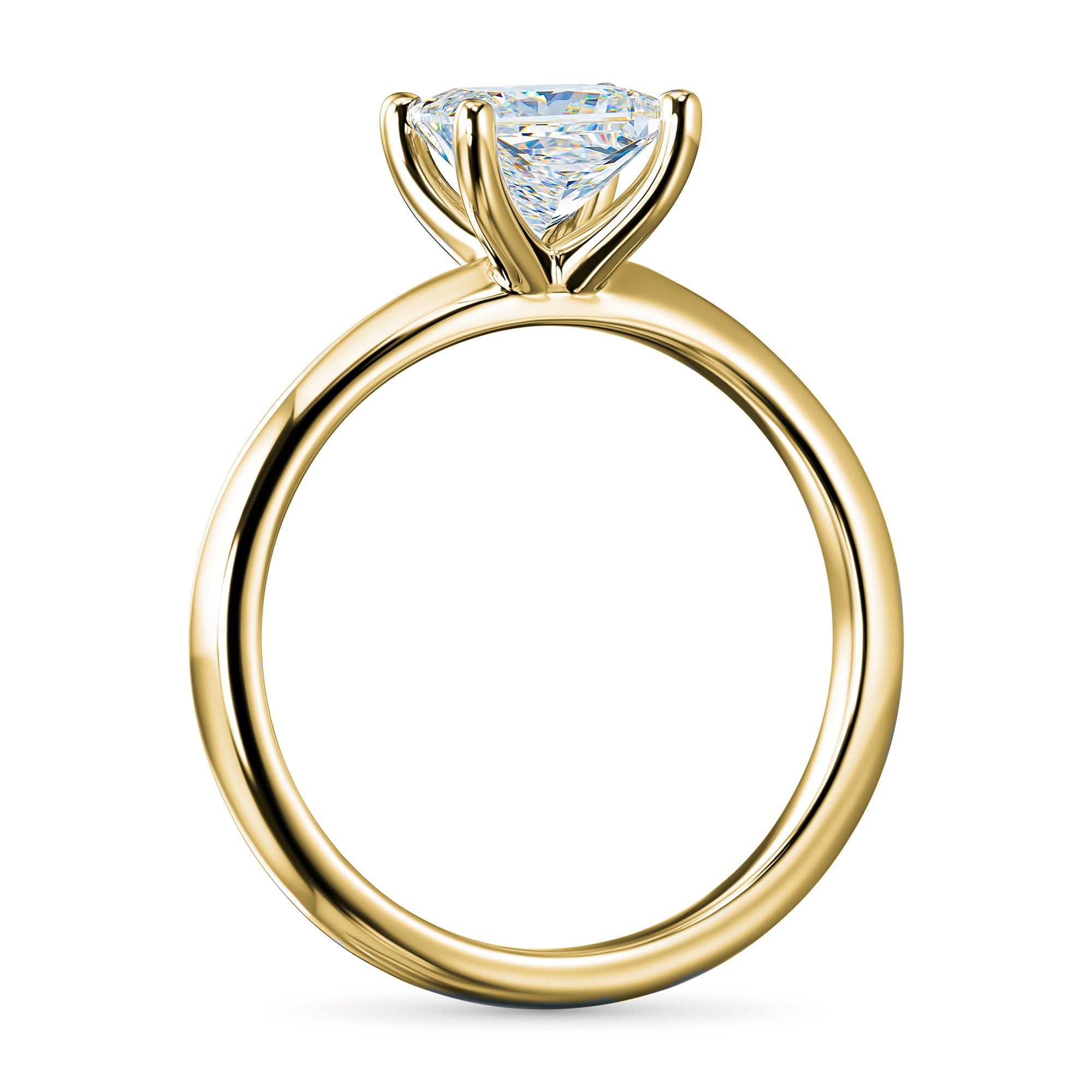 14K Yellow Gold Ring with 1 Princess-Cut Lab-Created Diamond 1.02