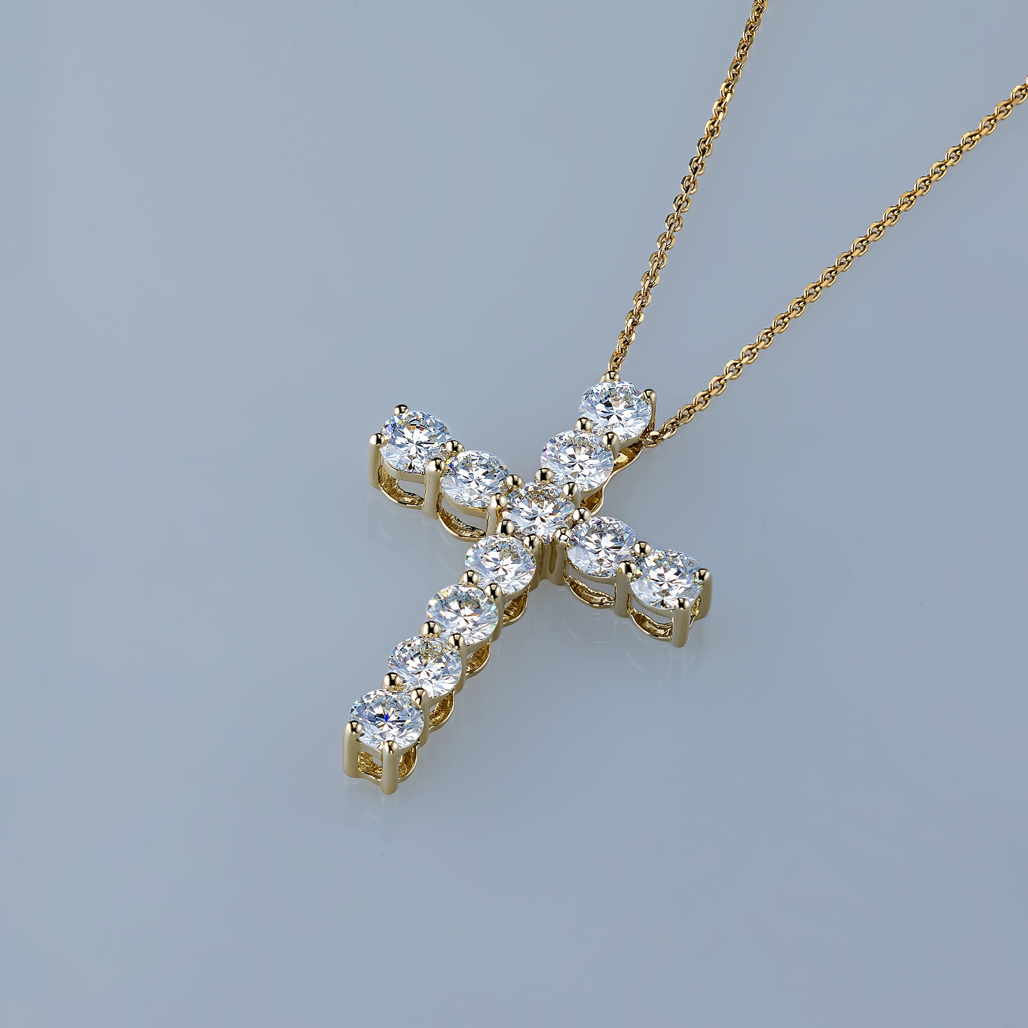 14K Yellow Gold Pendant with 11 Round-Cut Lab-Created Diamonds 2.81