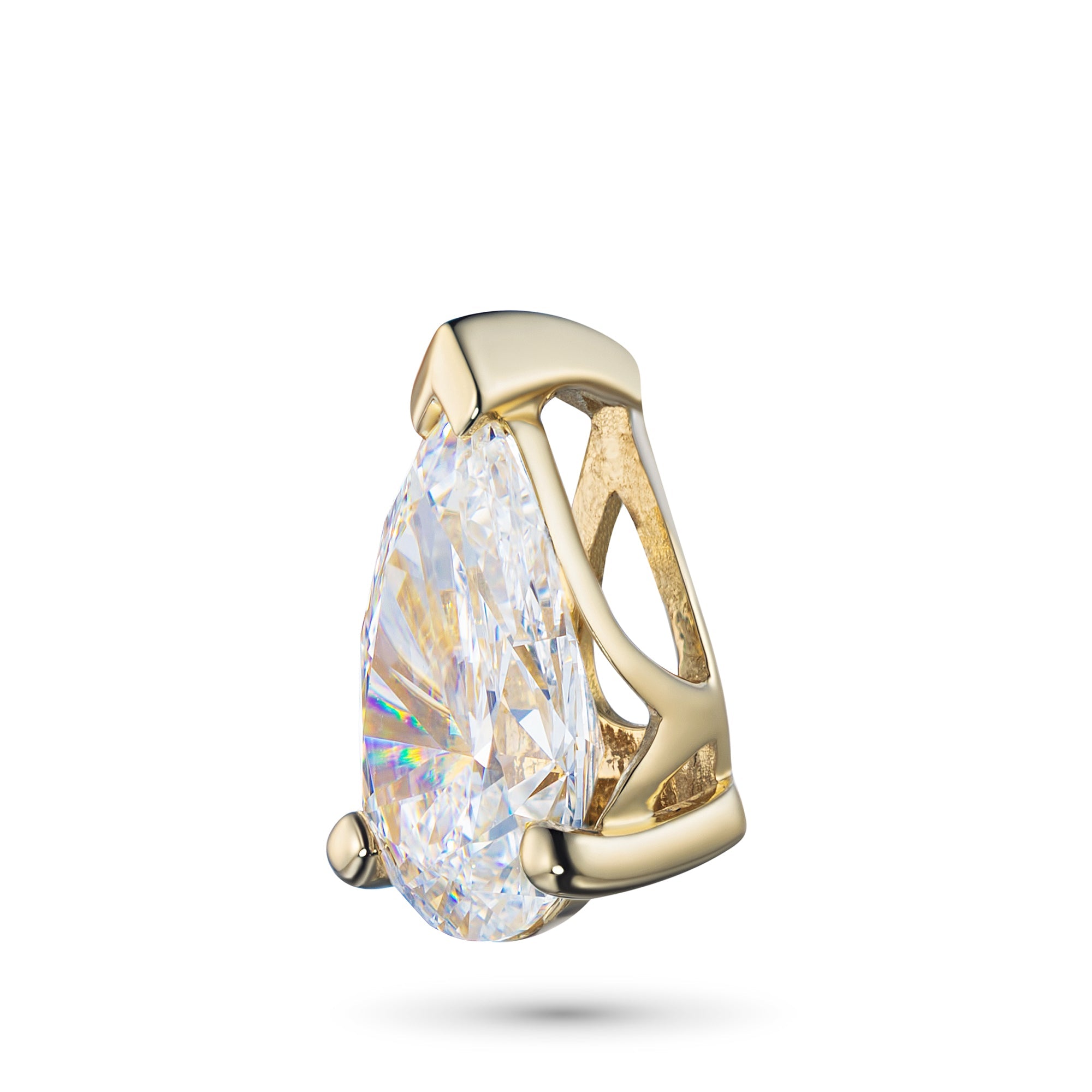 Yellow Gold Pendant with 1 Pear-Cut Lab-Created Diamond 1.01 CT.TW