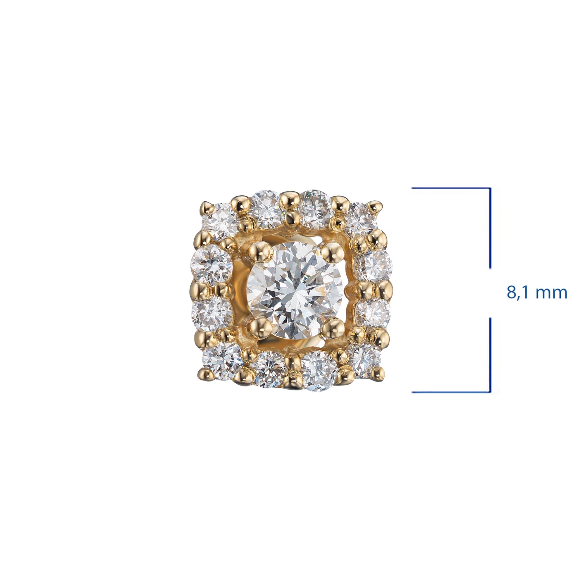 14K Yellow Gold Earring Studs with 26 Round-Cut Lab-Created Diamonds