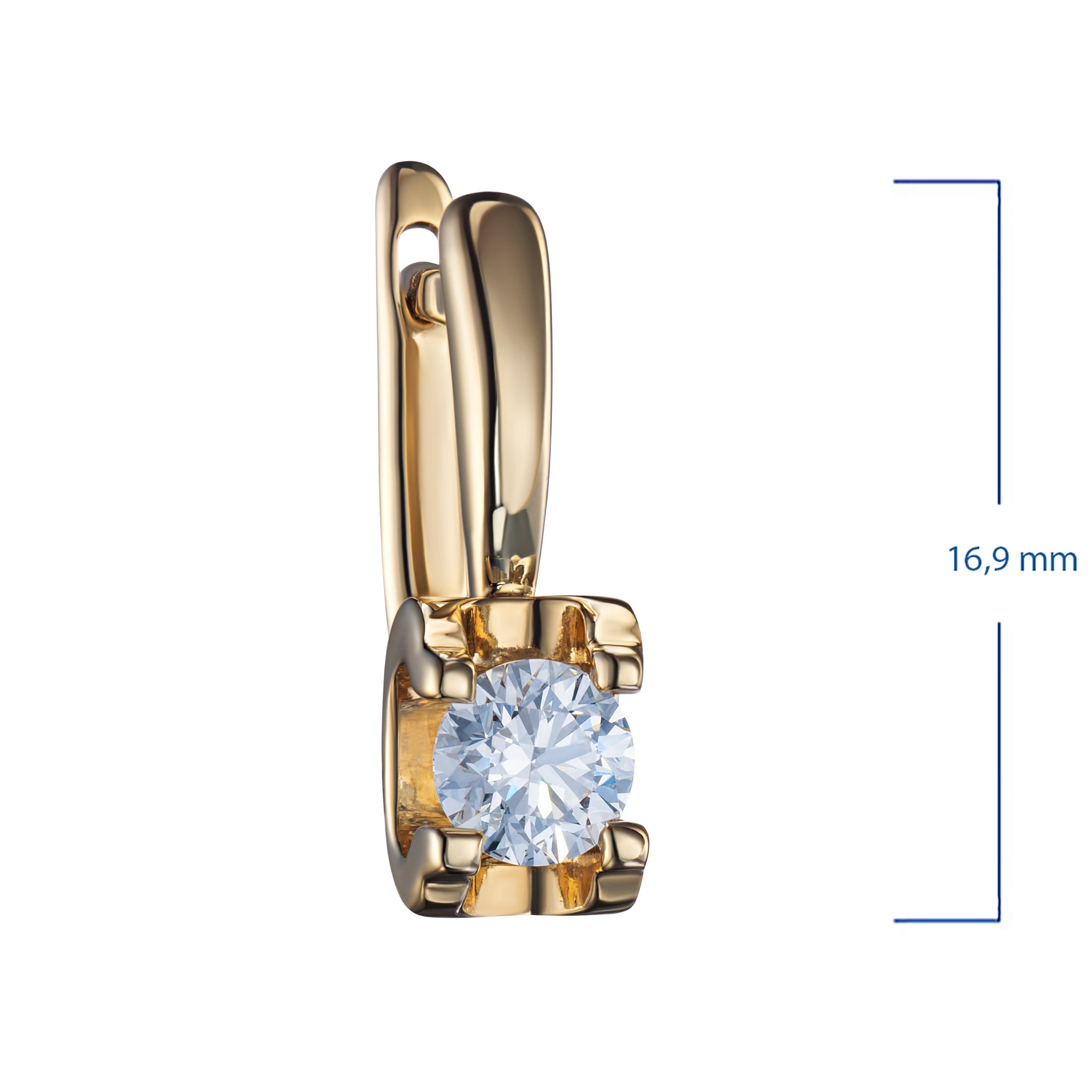 14K Yellow Gold Earrings with 2 Round-Cut Lab-Created Diamonds 1.45