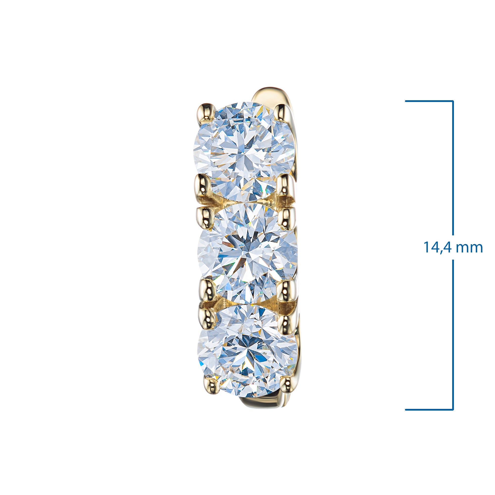 14K Yellow Gold Earrings with 6 Round-Cut Lab-Created Diamonds 2.275