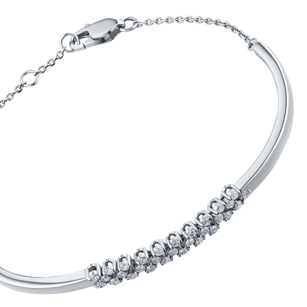 14K White Gold Bracelet with 28 Round-Cut Lab-Created Diamonds 0.571