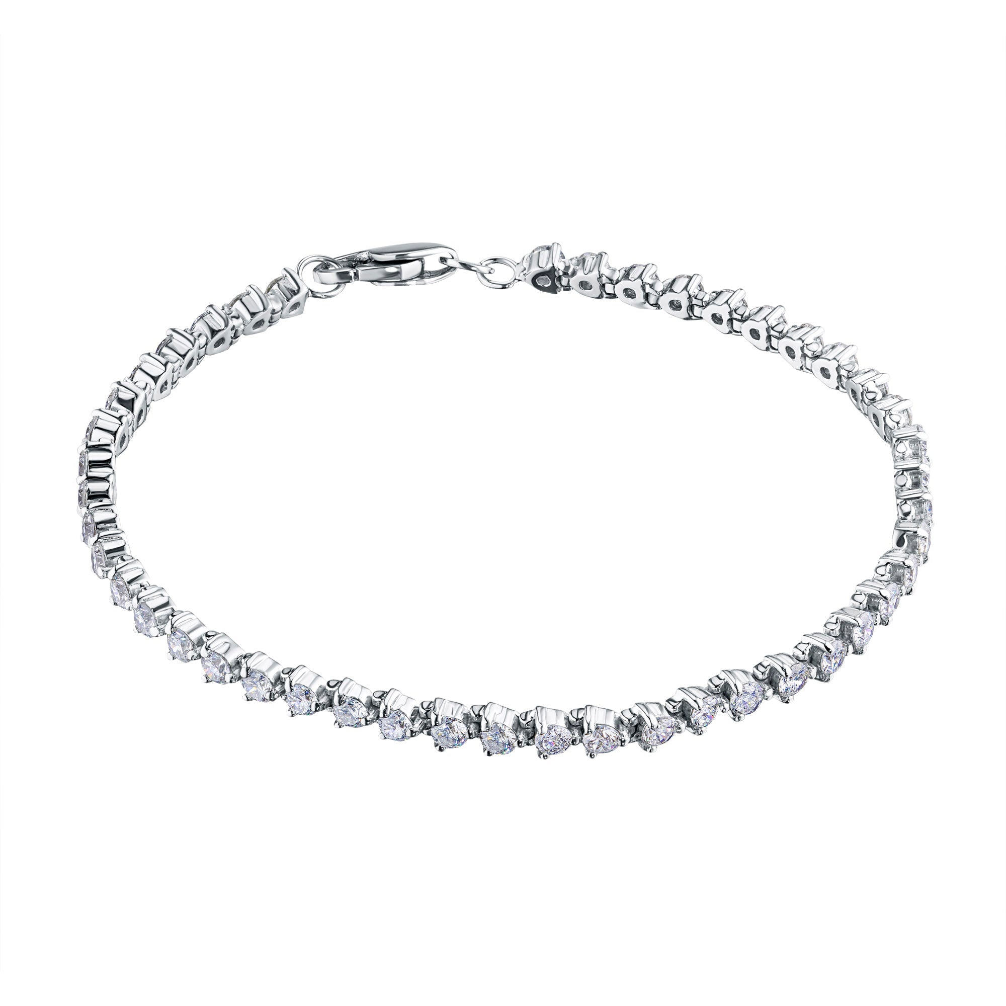 14K White Gold Bracelet with 46 Round-Cut Lab-Created Diamonds 3.241