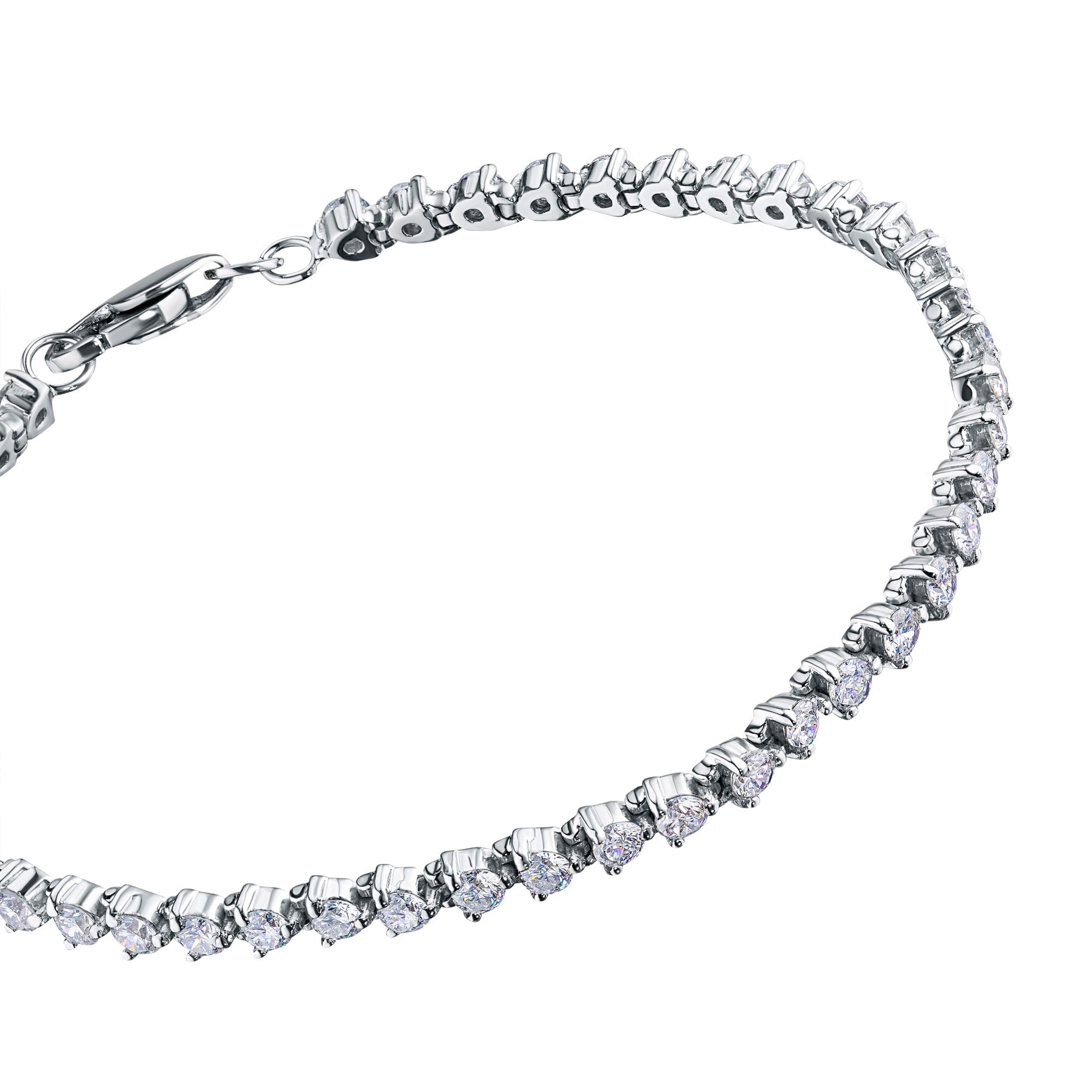 14K White Gold Bracelet with 46 Round-Cut Lab-Created Diamonds 3.241