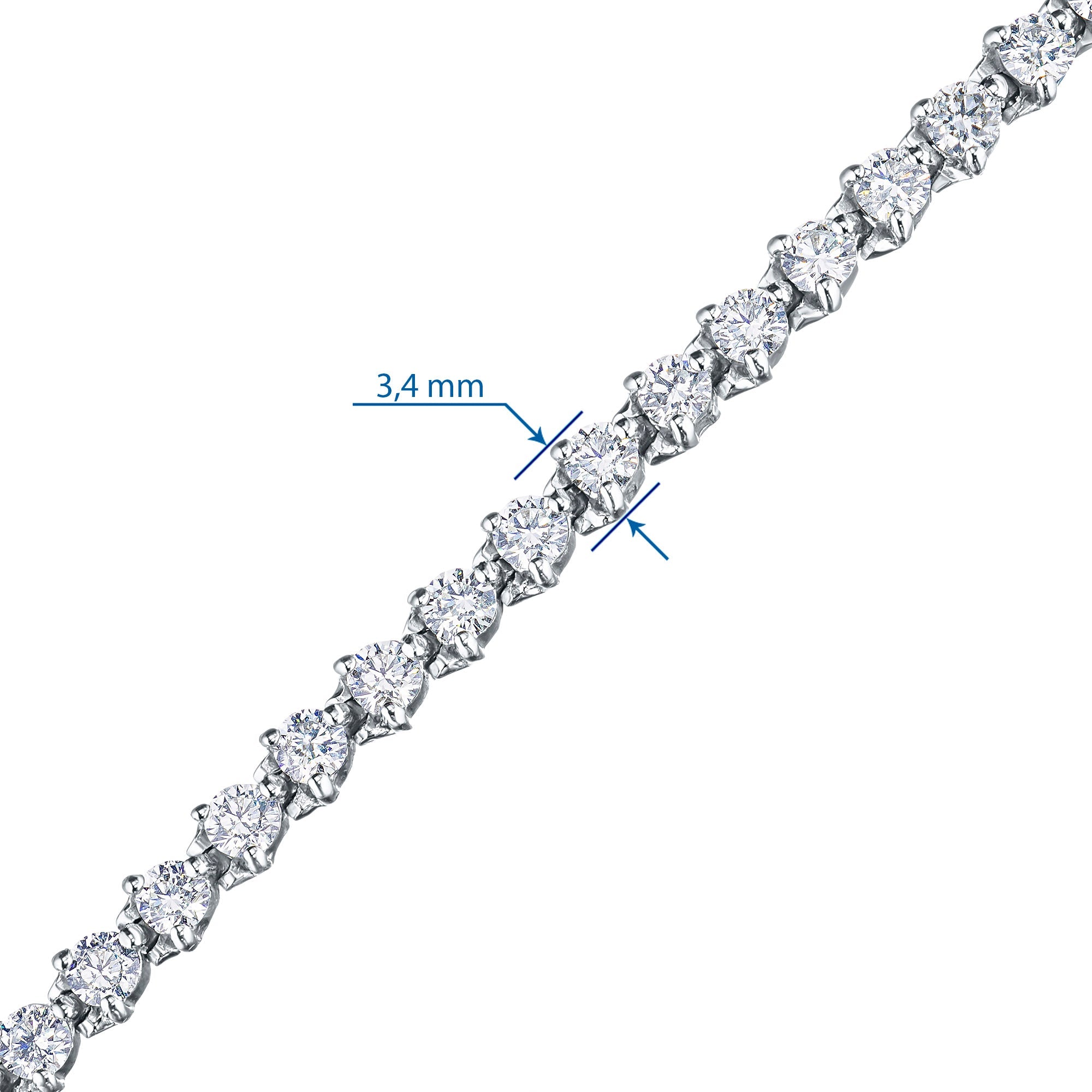 14K White Gold Bracelet with 46 Round-Cut Lab-Created Diamonds 3.241