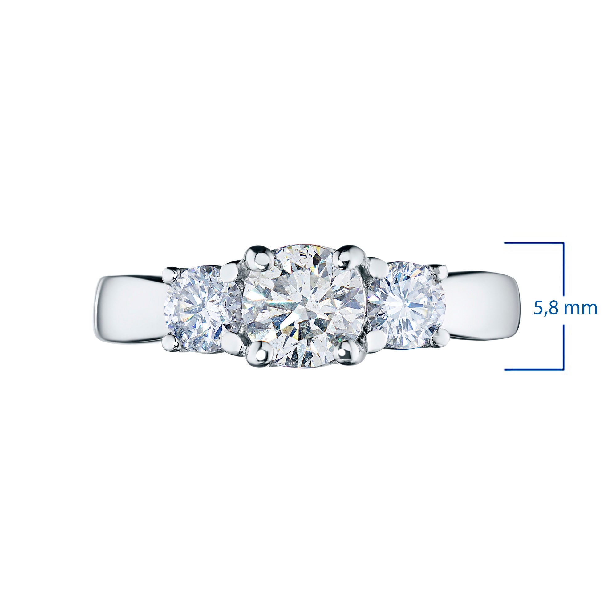 14K White Gold Ring with 3 Round-Cut Lab-Created Diamonds 1.329 CT.TW