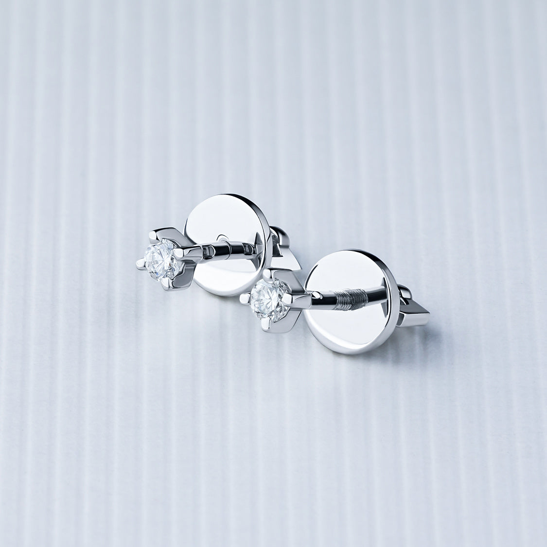 14K White Gold Earring Studs with 2 Princess-Cut Lab-Created Diamonds