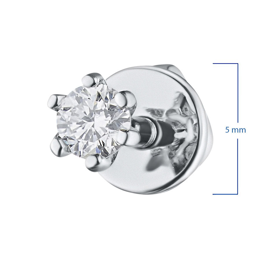 14K White Gold Earring Studs with 2 Round-Cut Lab-Created Diamonds