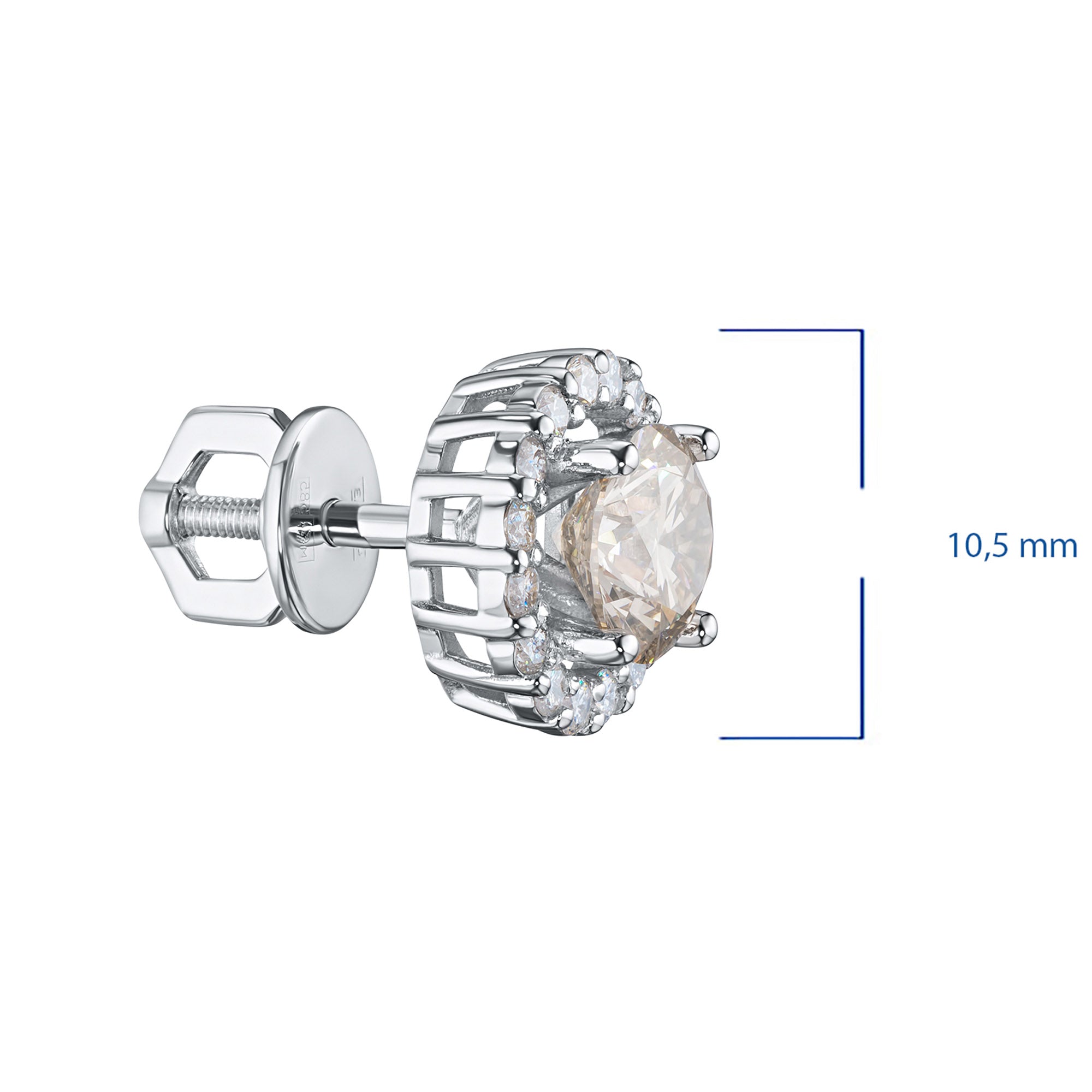 14K White Gold Earring Studs with 34 Round-Cut Lab-Created Diamonds