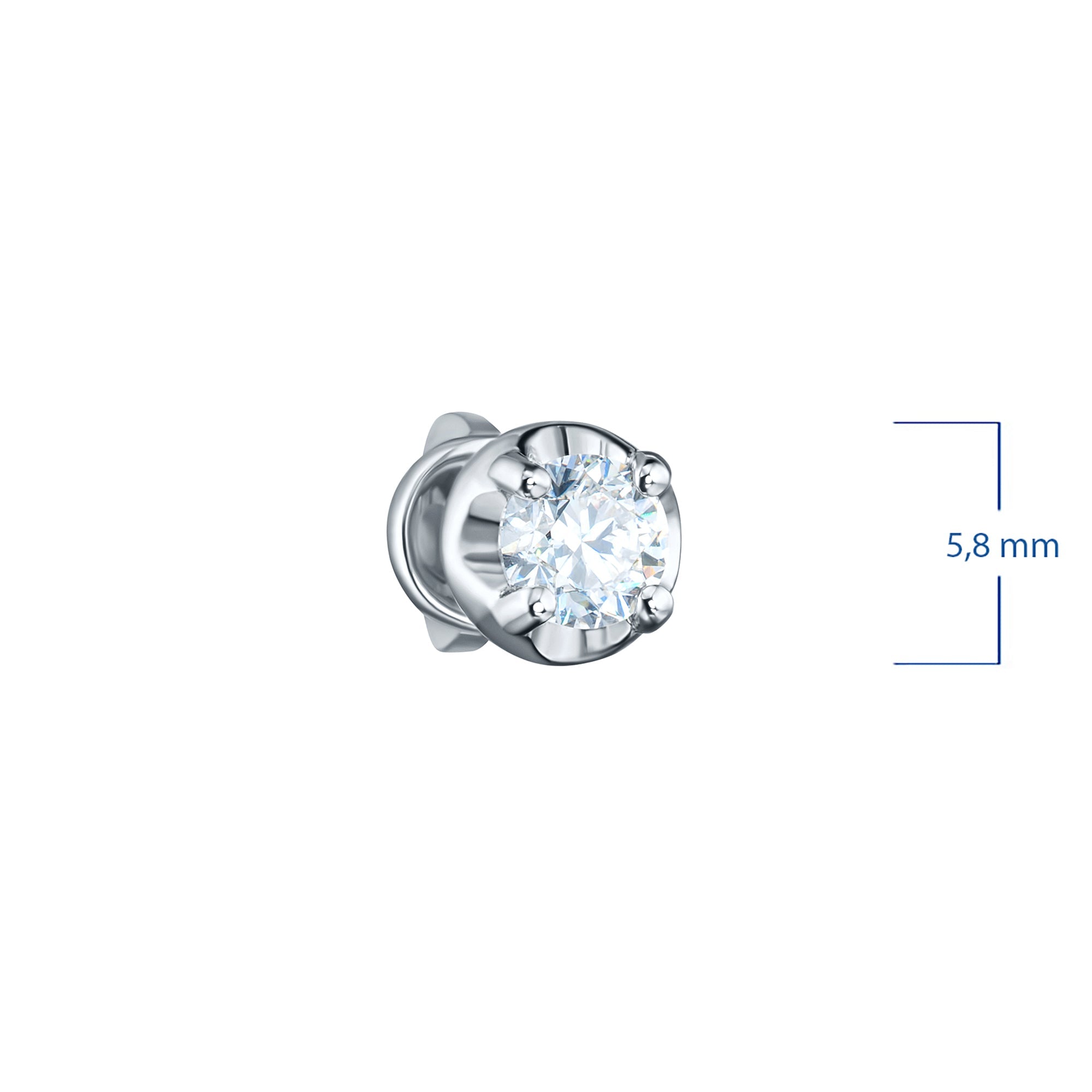 14K White Gold Earring Studs with 2 Round-Cut Lab-Created Diamonds