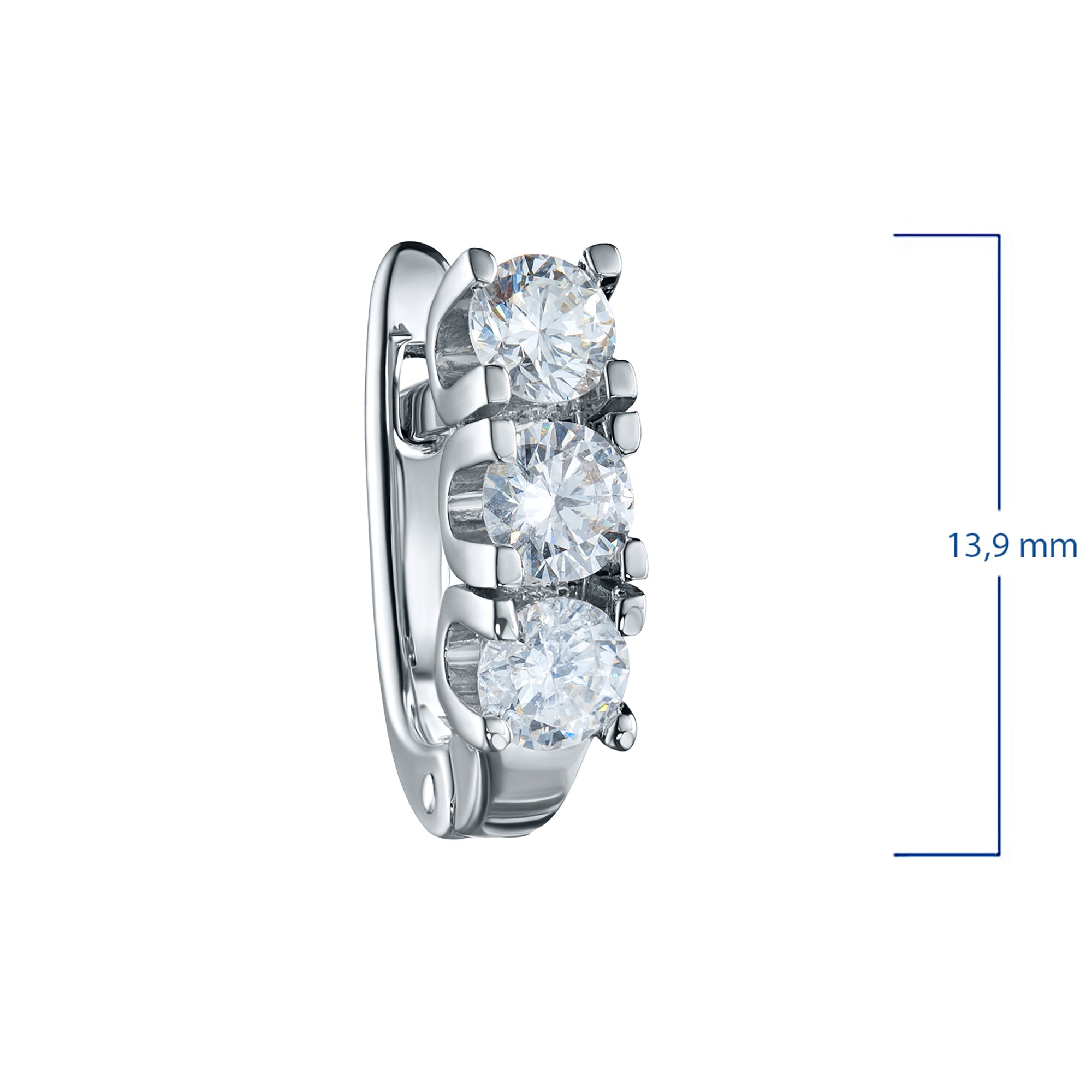 14K White Gold Earrings with 6 Round-Cut Lab-Created Diamonds 1.533