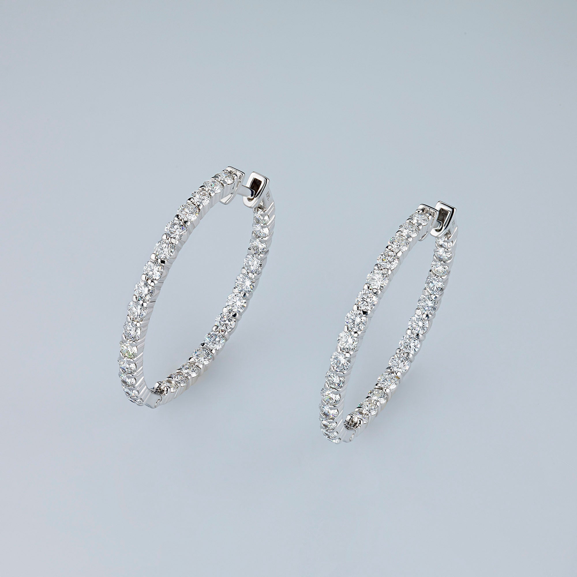 14K White Gold Earrings with 54 Round-Cut Lab-Created Diamonds 2.908