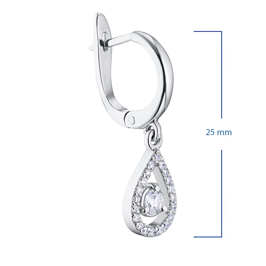 14K White Gold Earrings with 42 Round-Cut Lab-Created Diamonds 1.22
