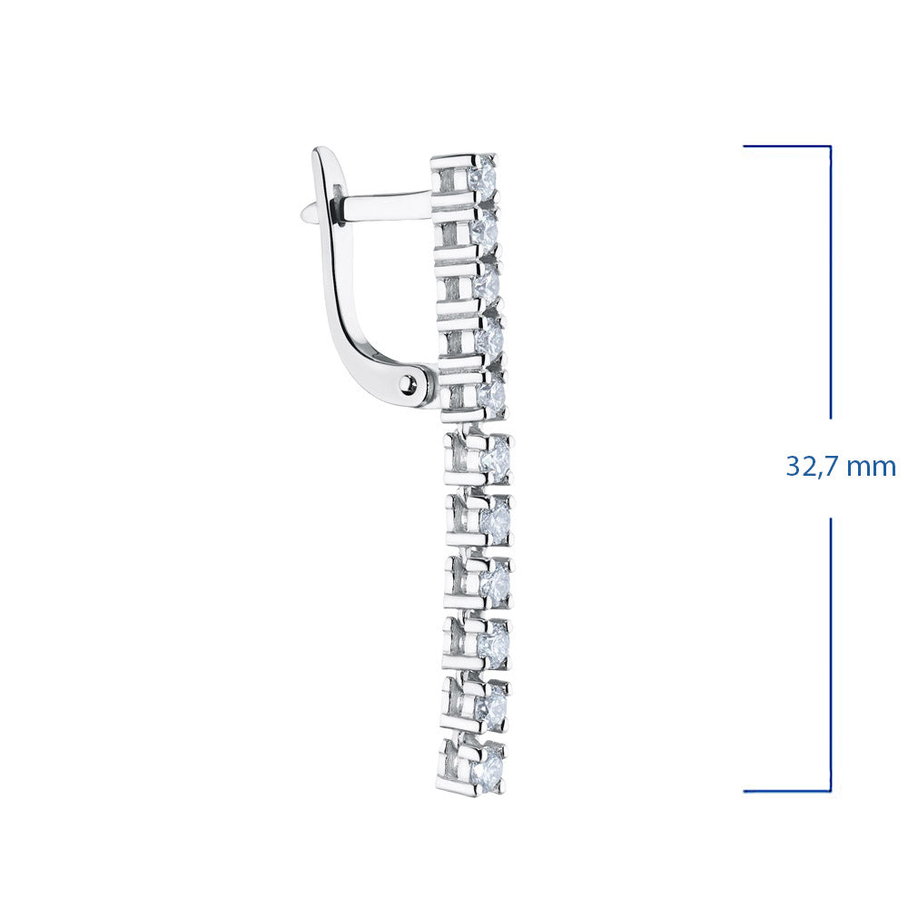 14K White Gold Earrings with 22 Round-Cut Lab-Created Diamonds 1.152