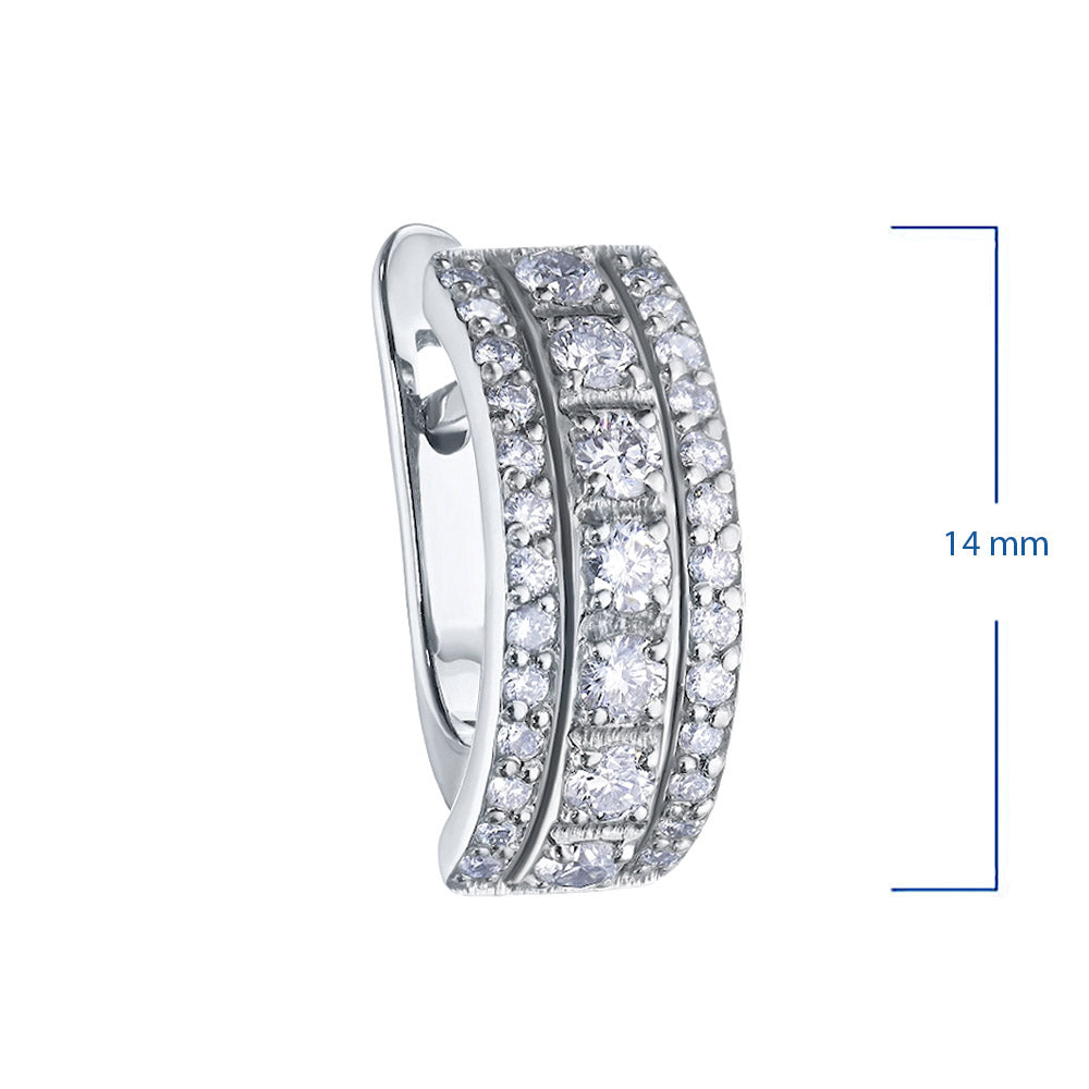 14K White Gold Earrings with 66 Round-Cut Lab-Created Diamonds 0.835