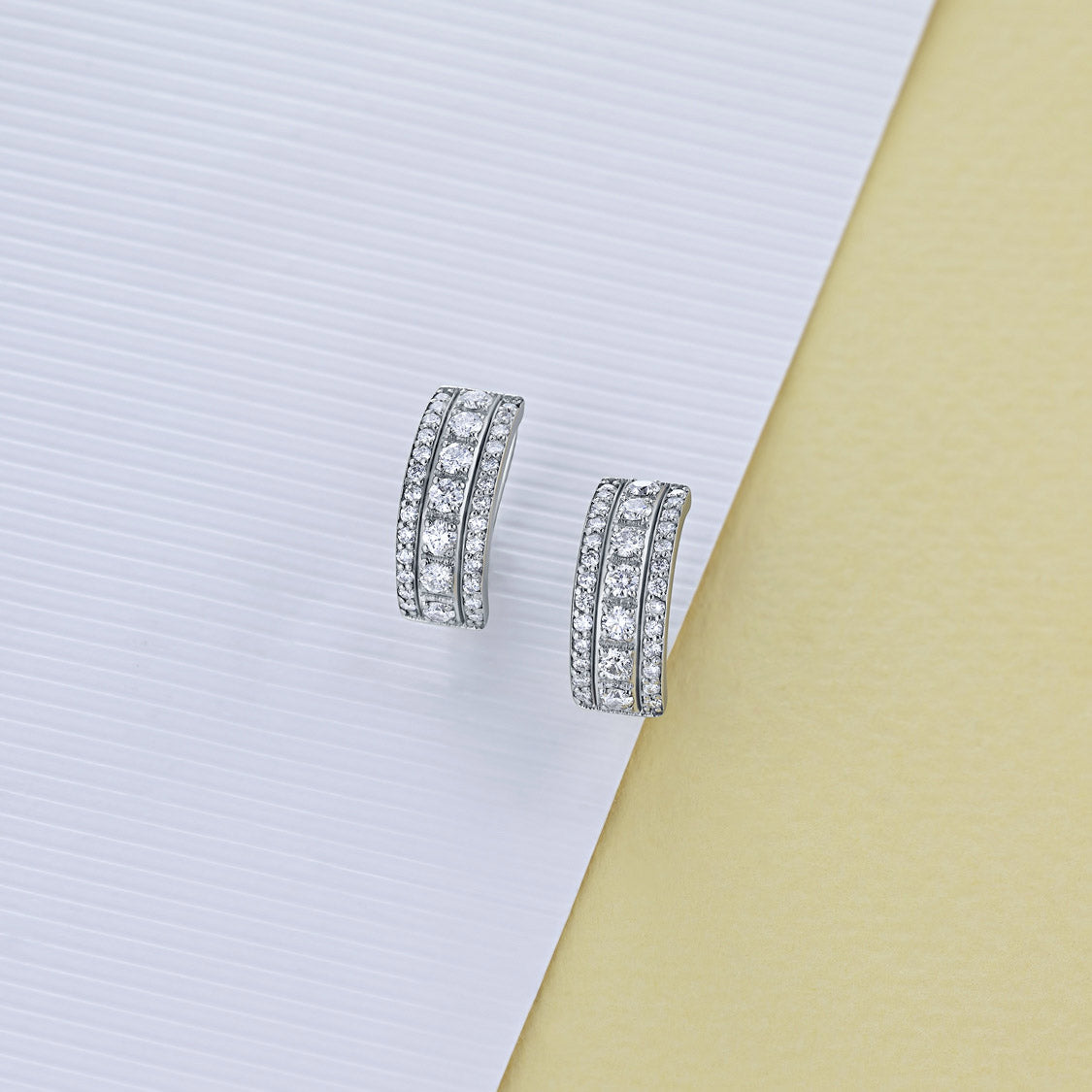 14K White Gold Earrings with 66 Round-Cut Lab-Created Diamonds 0.835