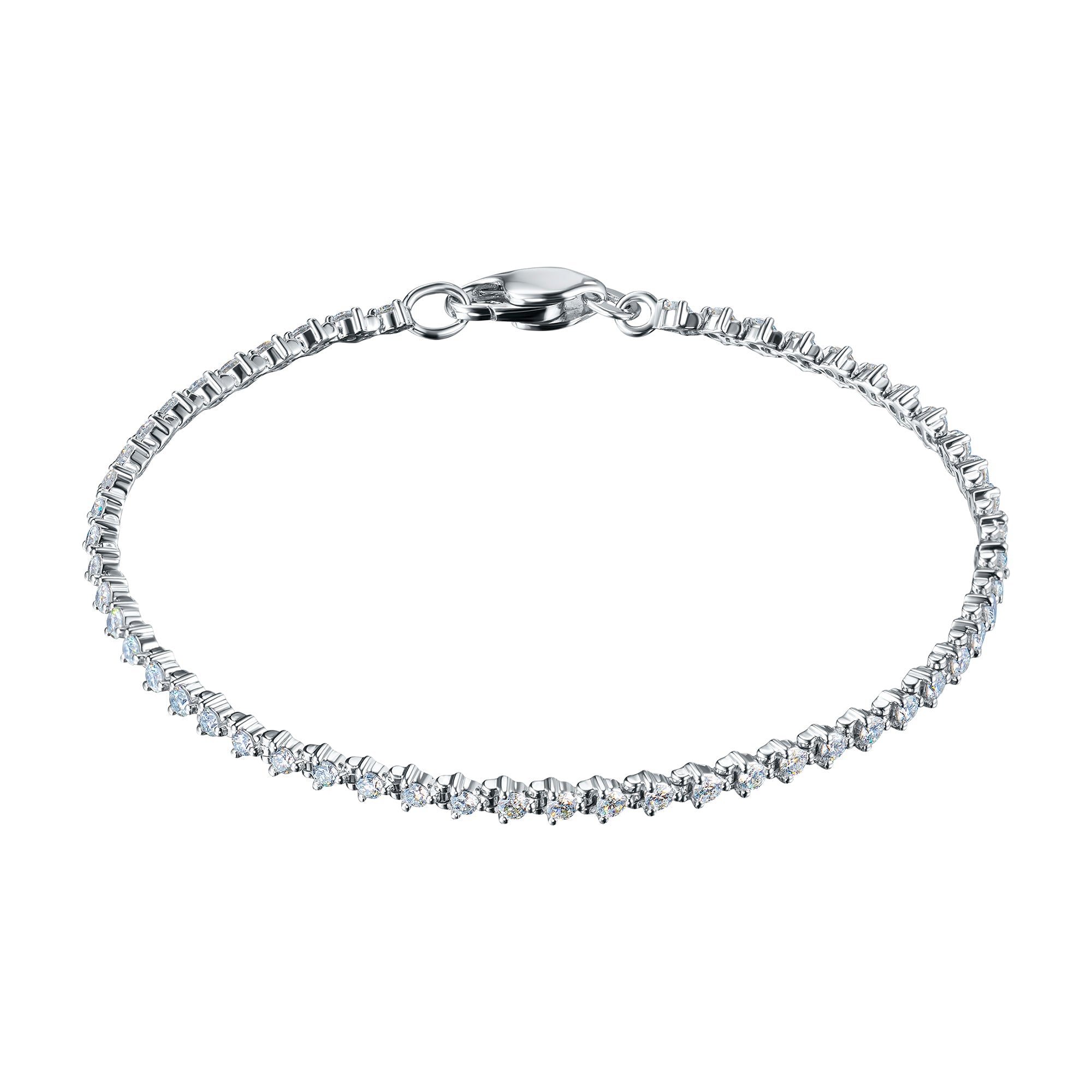 14K White Gold Bracelet with 58 Round-Cut Lab-Created Diamonds 2.022