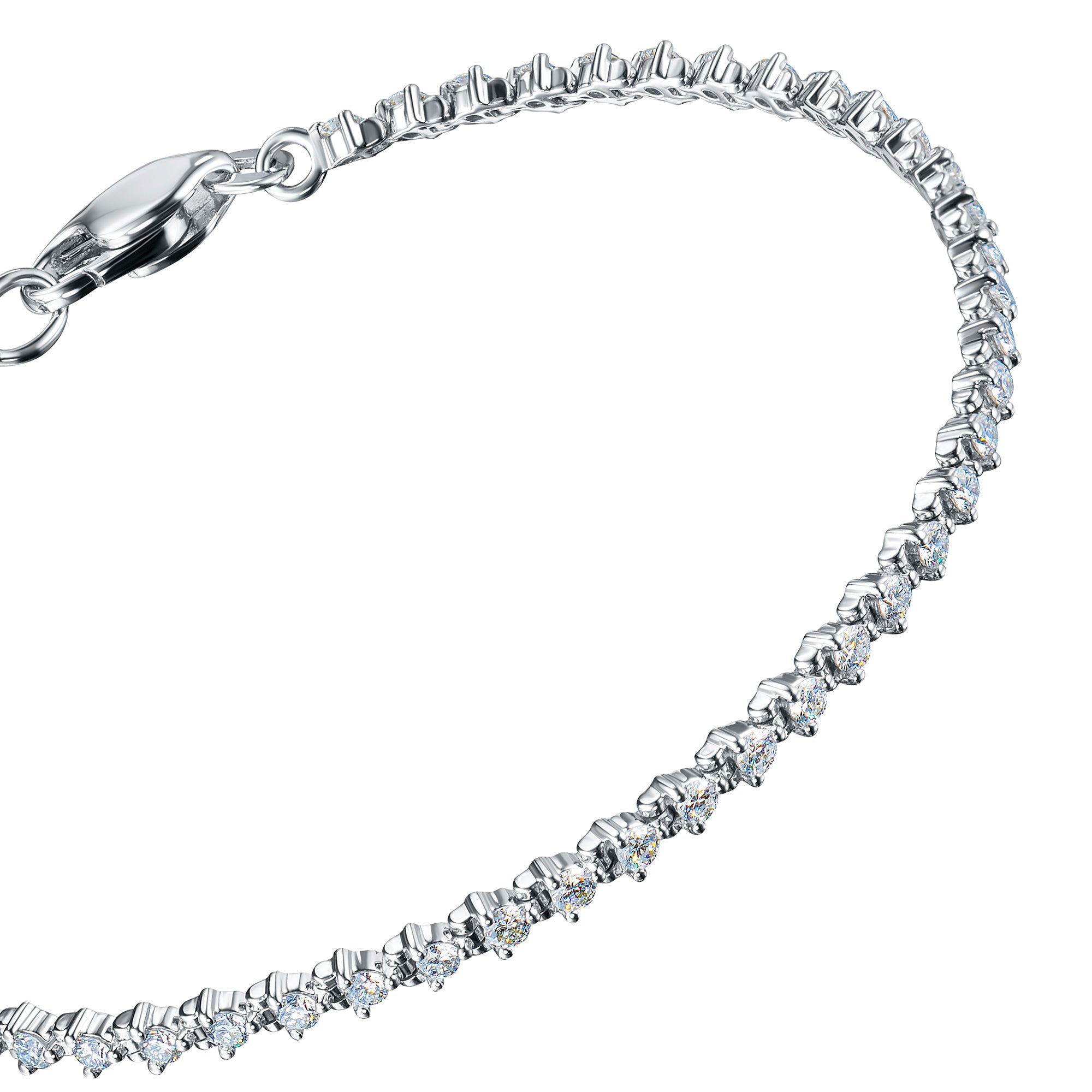 14K White Gold Bracelet with 58 Round-Cut Lab-Created Diamonds 2.022