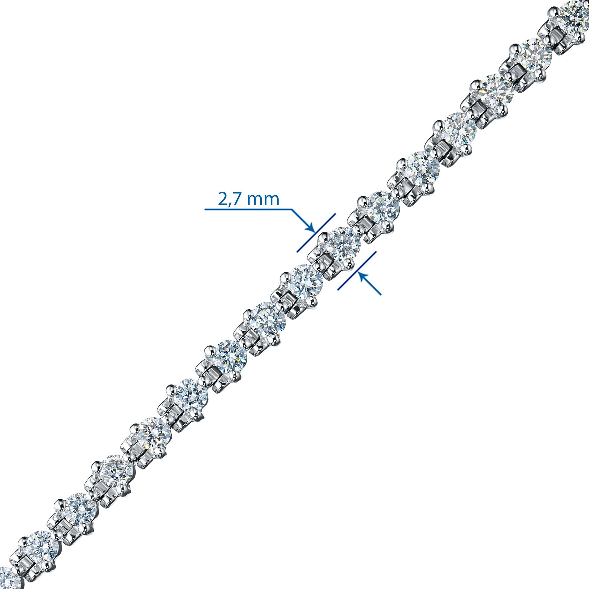 14K White Gold Bracelet with 58 Round-Cut Lab-Created Diamonds 2.022
