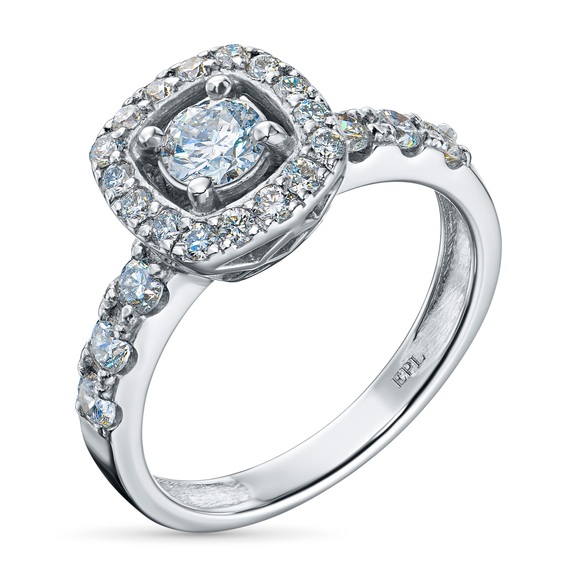 14K White Gold Ring with 23 Round-Cut Lab-Created Diamonds 1.011 CT.TW