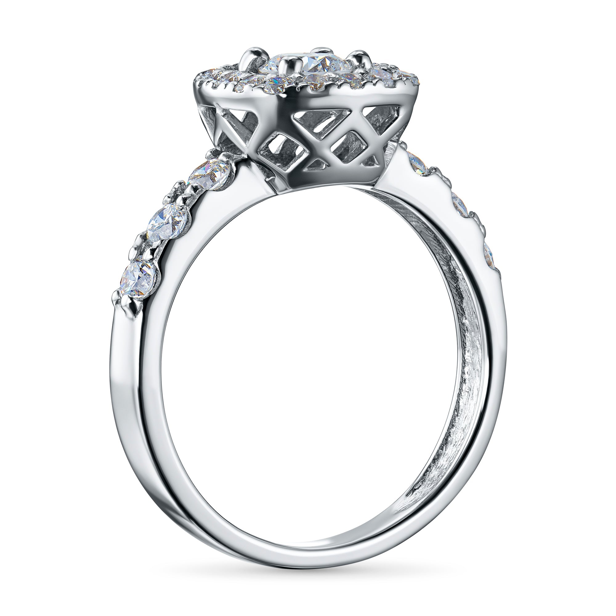 14K White Gold Ring with 23 Round-Cut Lab-Created Diamonds 1.011 CT.TW