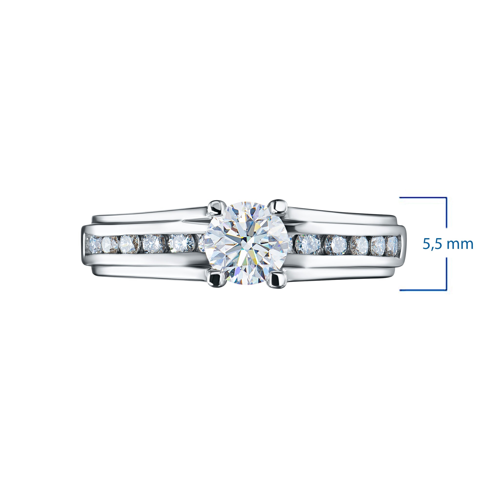 14K White Gold Ring with 14 Round-Cut Lab-Created Diamonds 0.825 CT.TW