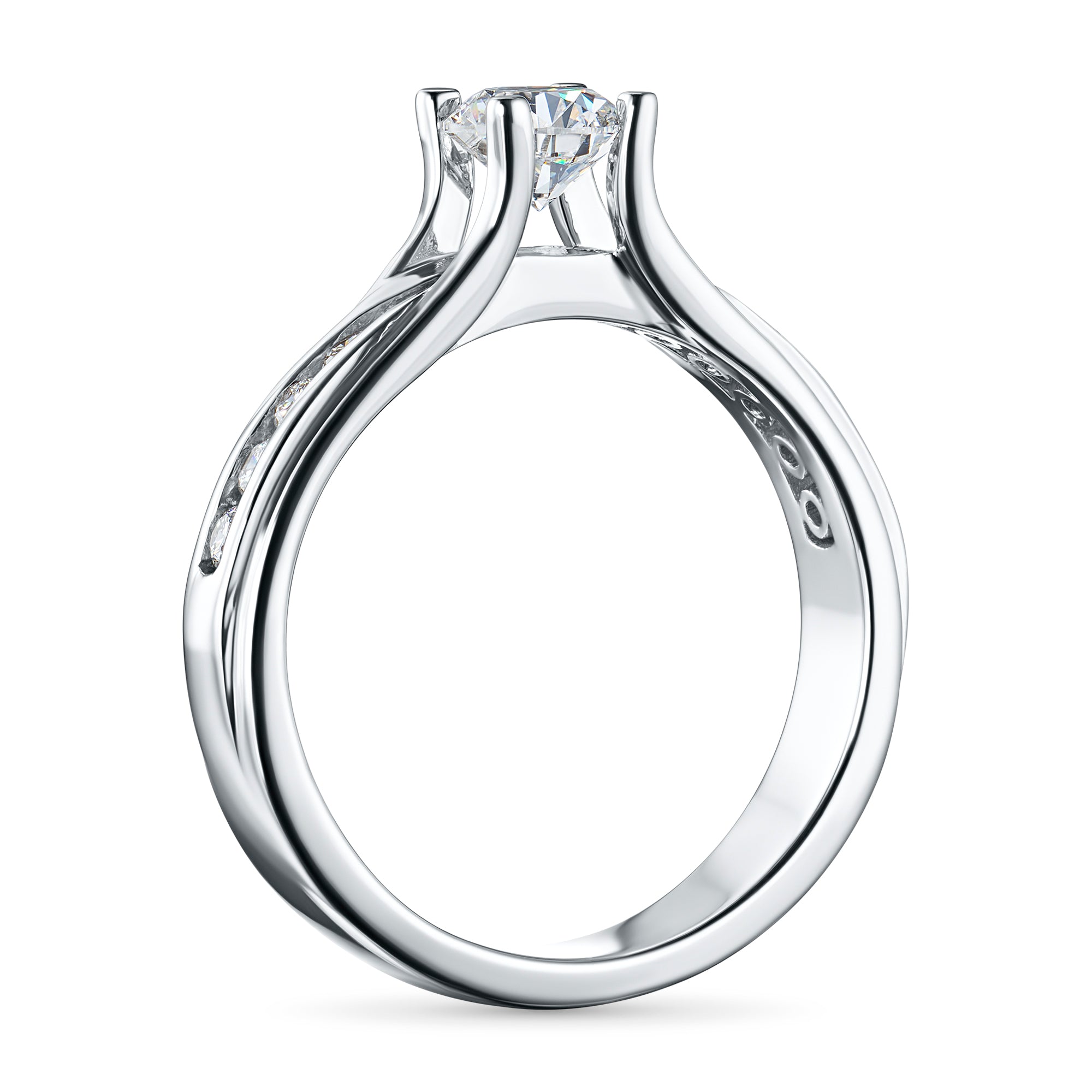 14K White Gold Ring with 14 Round-Cut Lab-Created Diamonds 0.825 CT.TW