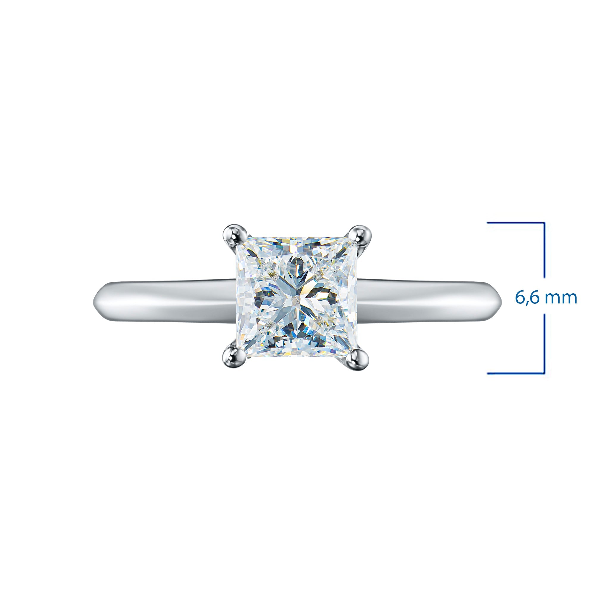 14K White Gold Ring with 1 Princess-Cut Lab-Created Diamond 1.035