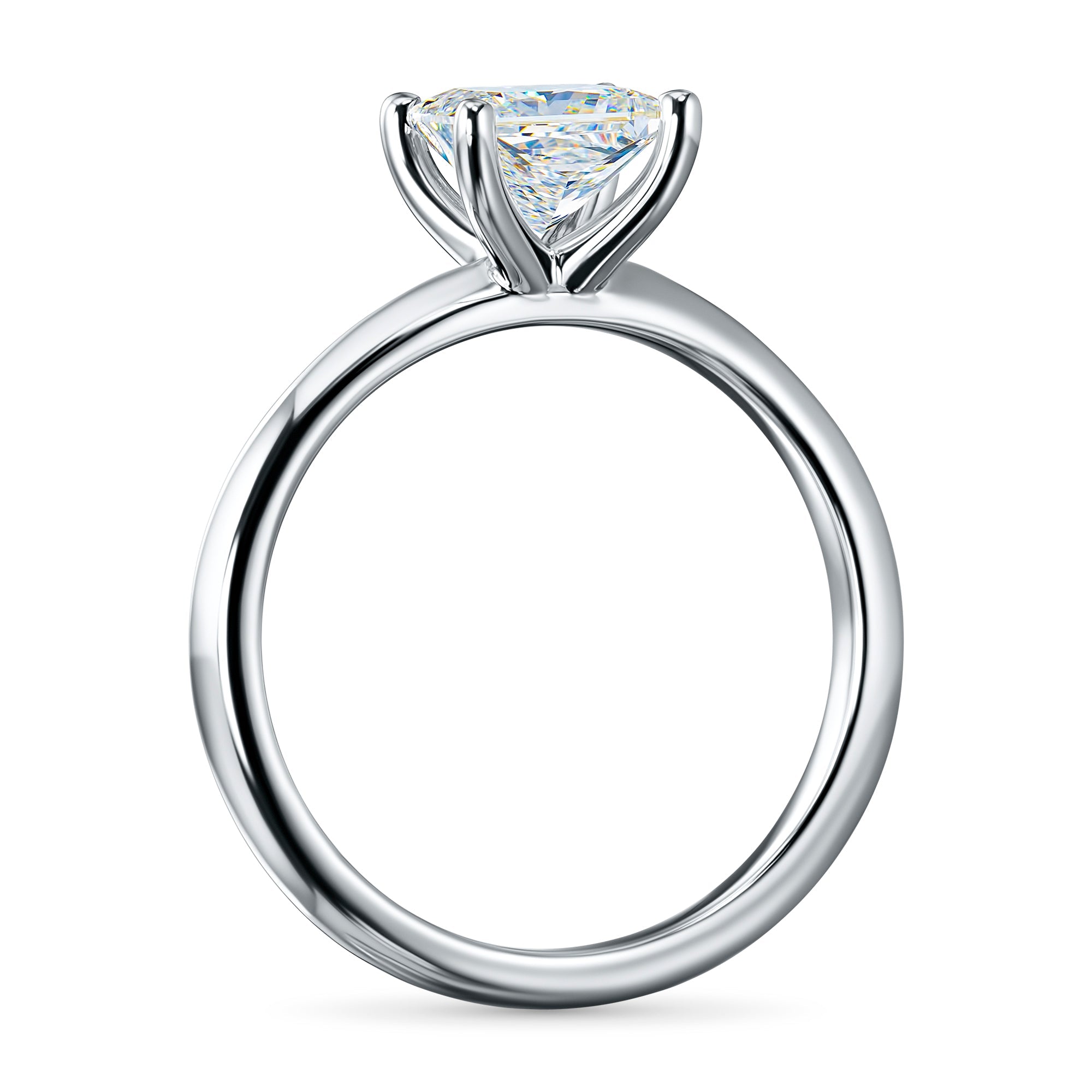 14K White Gold Ring with 1 Princess-Cut Lab-Created Diamond 1.035