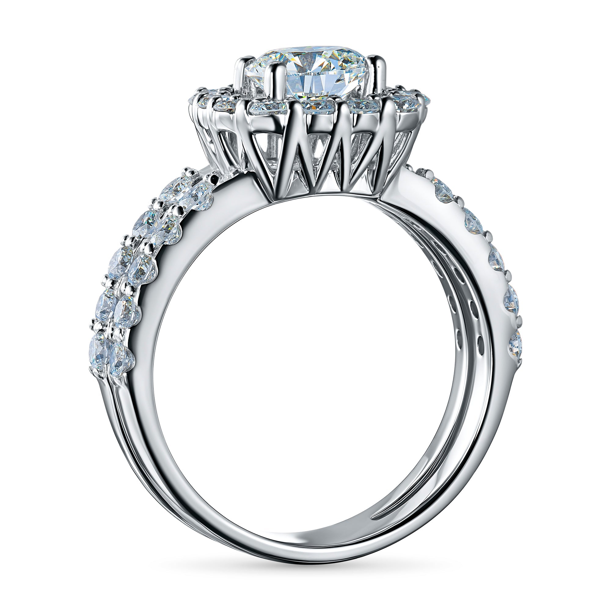 14K White Gold Ring with 35 Round-Cut Lab-Created Diamonds 2.531 CT.TW