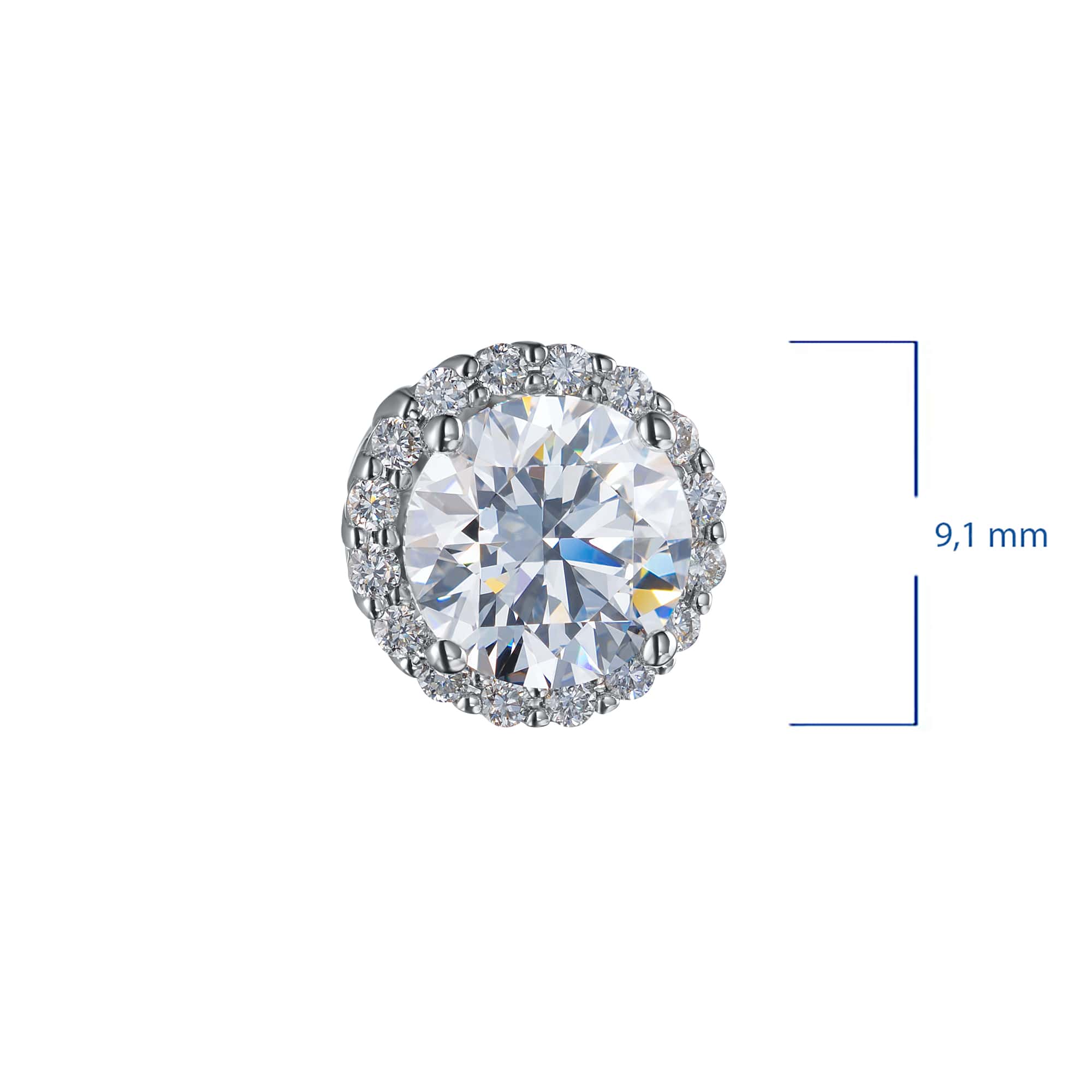 14K White Gold Earring Studs with 34 Round-Cut Lab-Created Diamonds