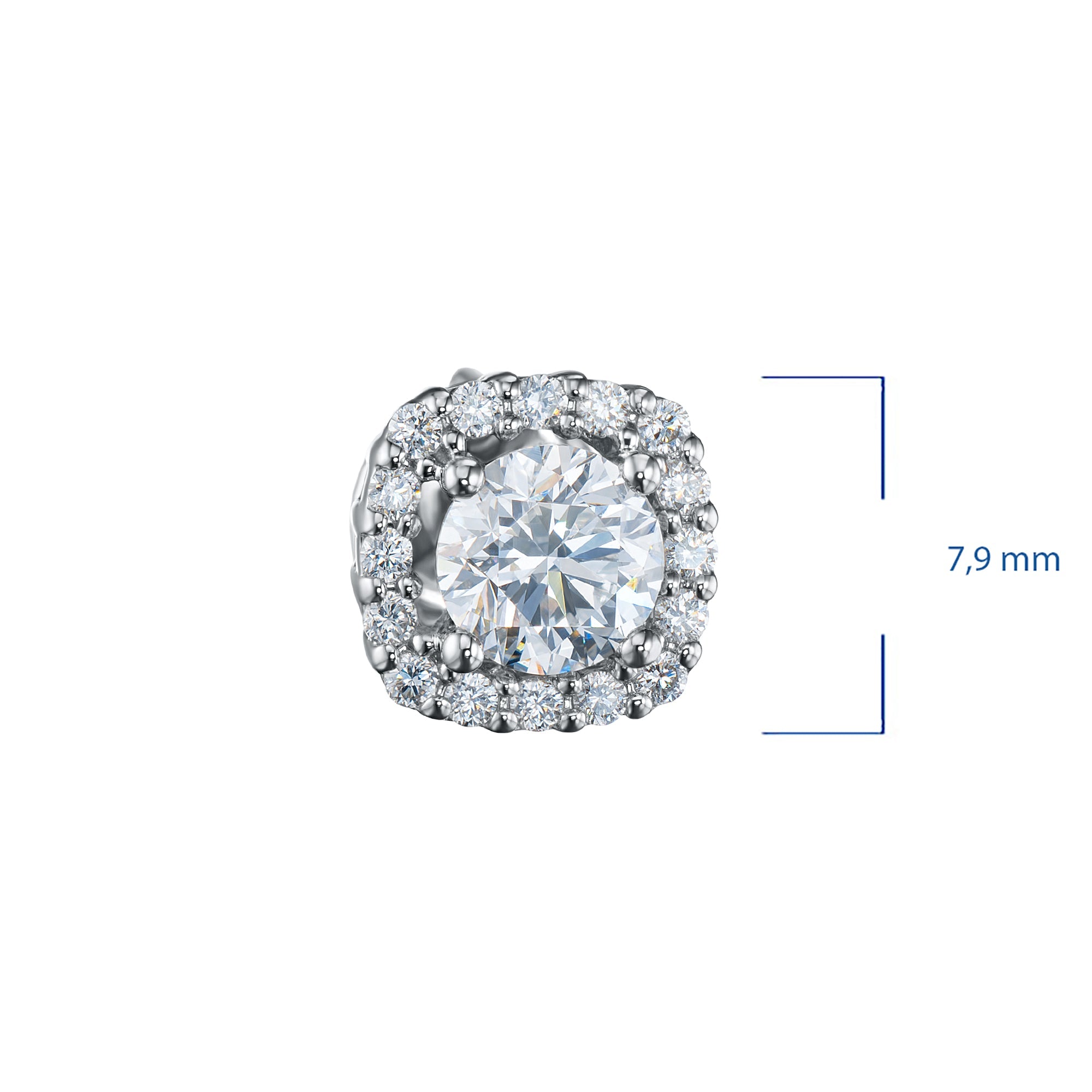 14K White Gold Earring Studs with 34 Round-Cut Lab-Created Diamonds