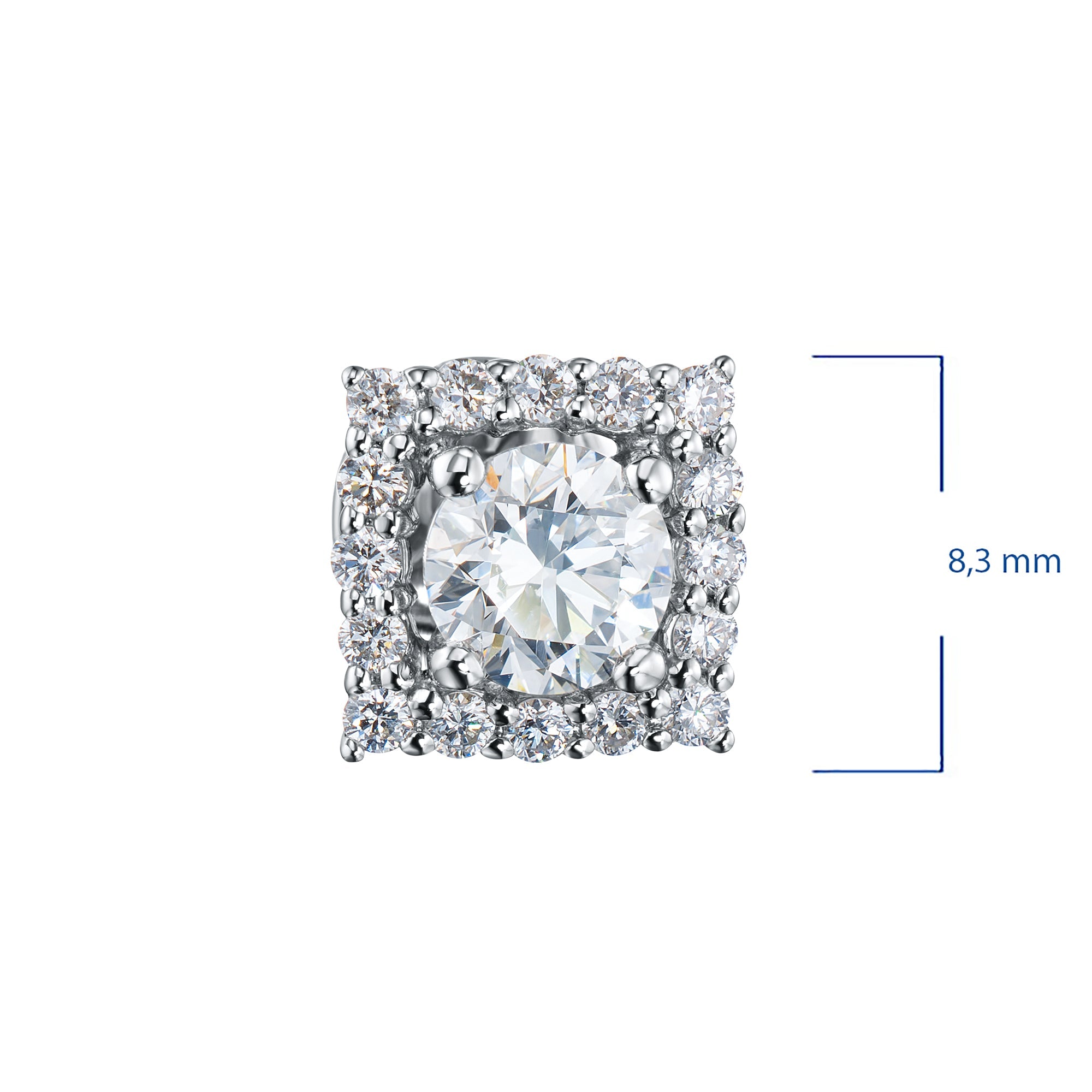 14K White Gold Earring Studs with 34 Round-Cut Lab-Created Diamonds