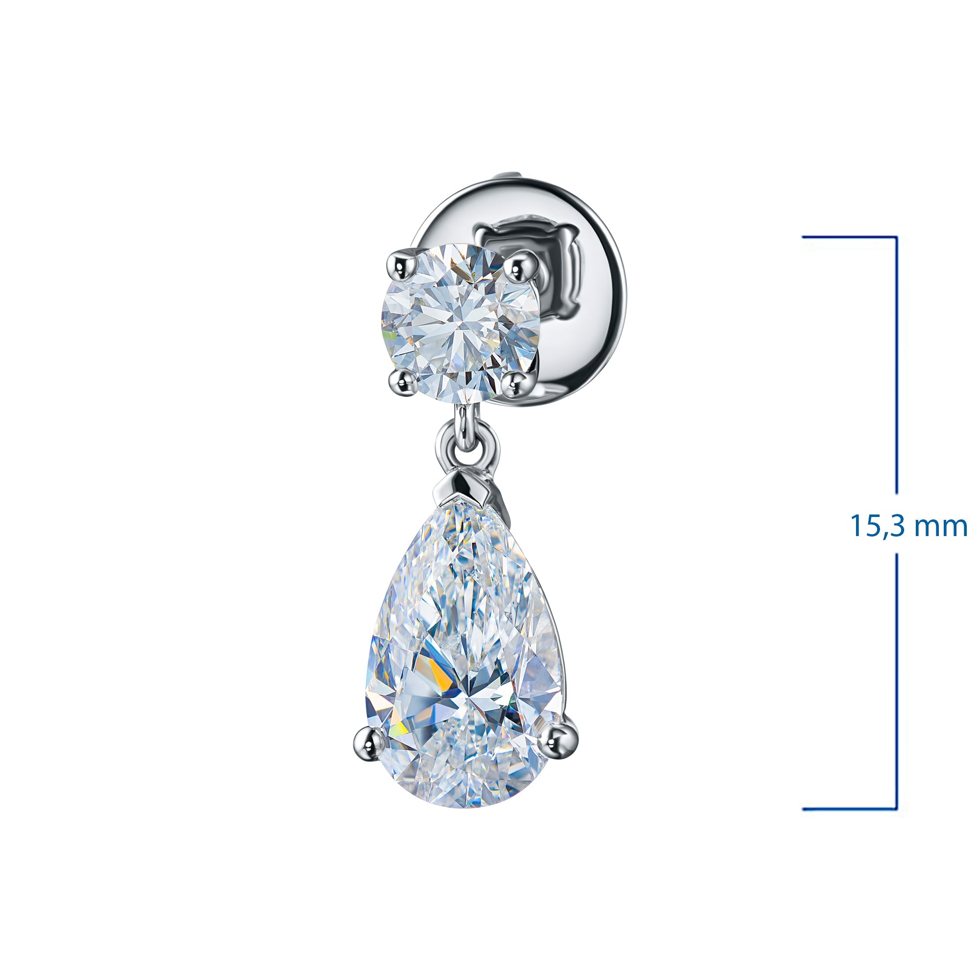 14K White Gold Earring Studs with 4 Round-Cut Lab-Created Diamonds