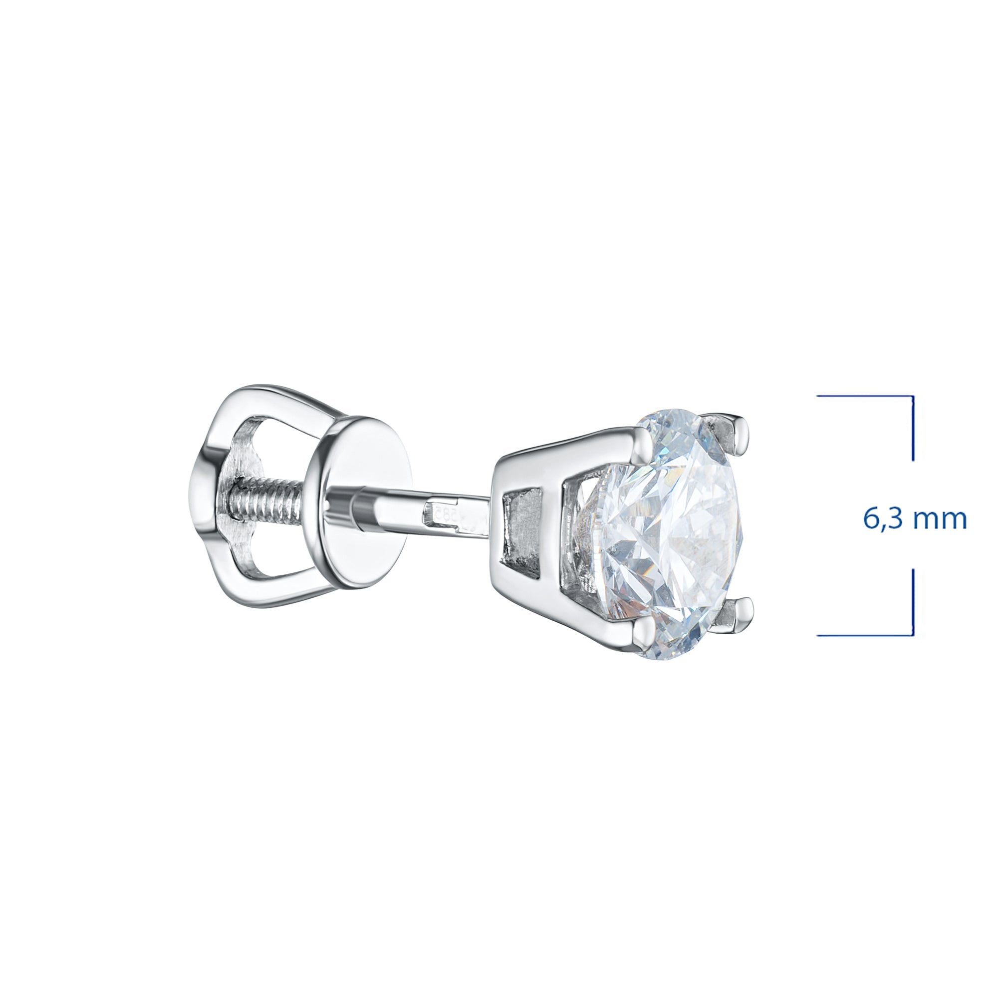 14K White Gold Earring Studs with 2 Round-Cut Lab-Created Diamonds