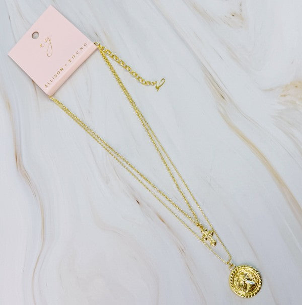Cross And Coin Layered Necklace