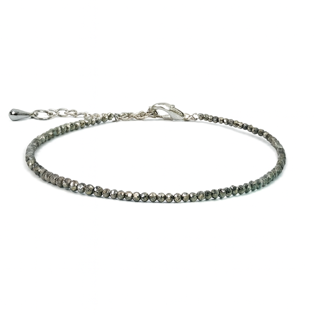Faceted Bead Bracelet – Adjustable Metallic Chain with Lobster Clasp