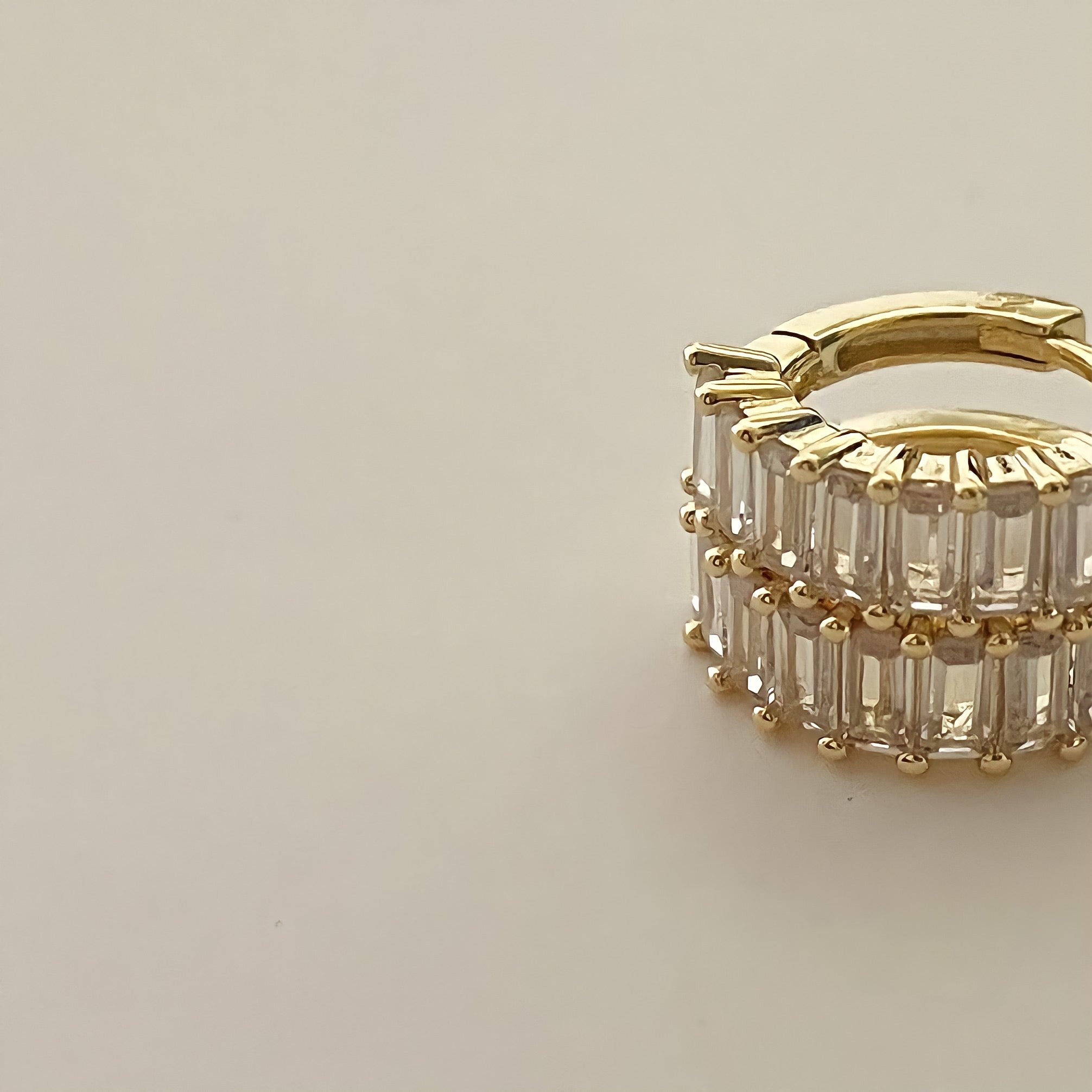 Liya Rectangle Stones Huggies- Gold